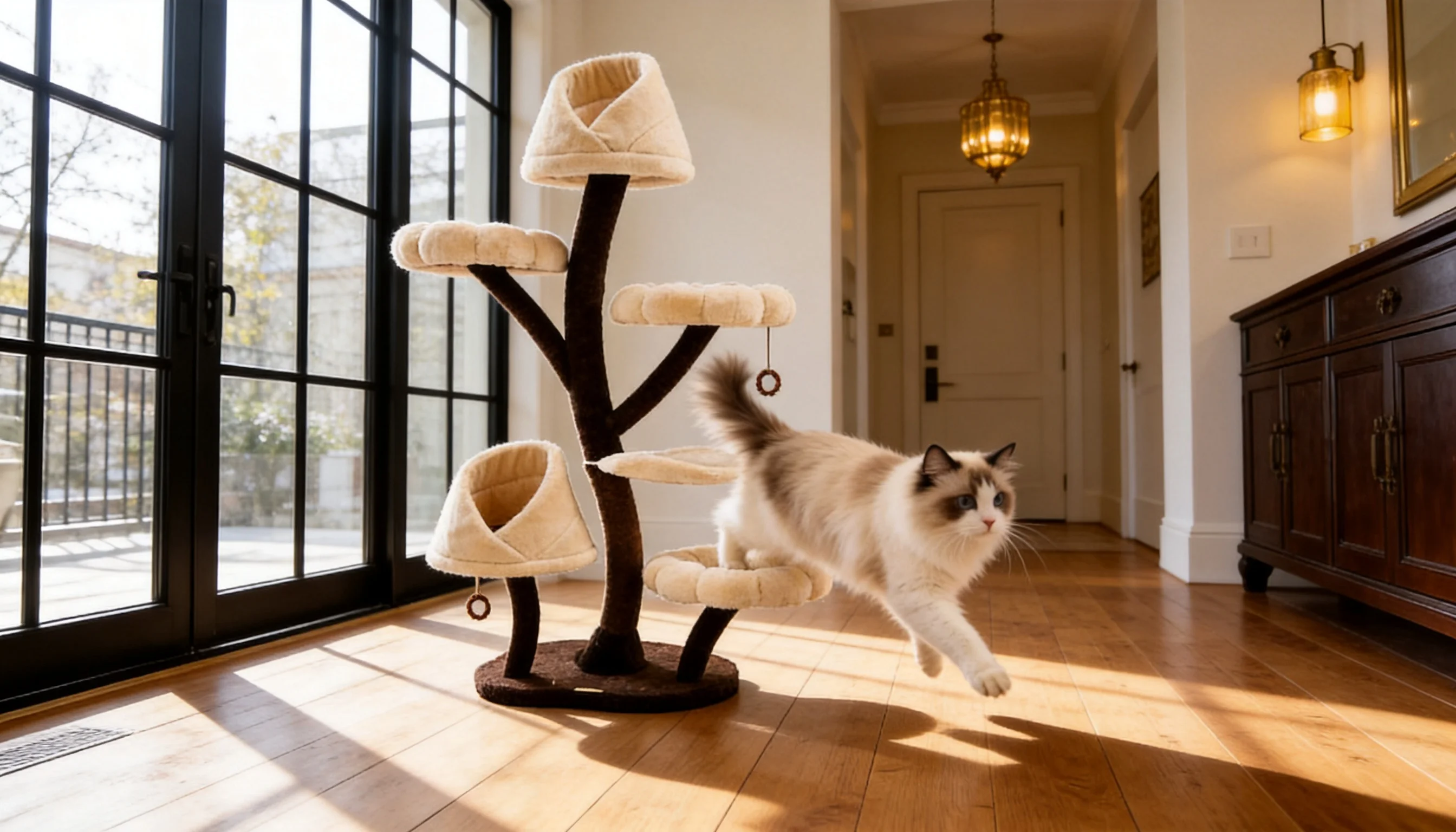 Bud Cat Tree Tower with Cozy Nest · Non-Slip Base · GuardLynx