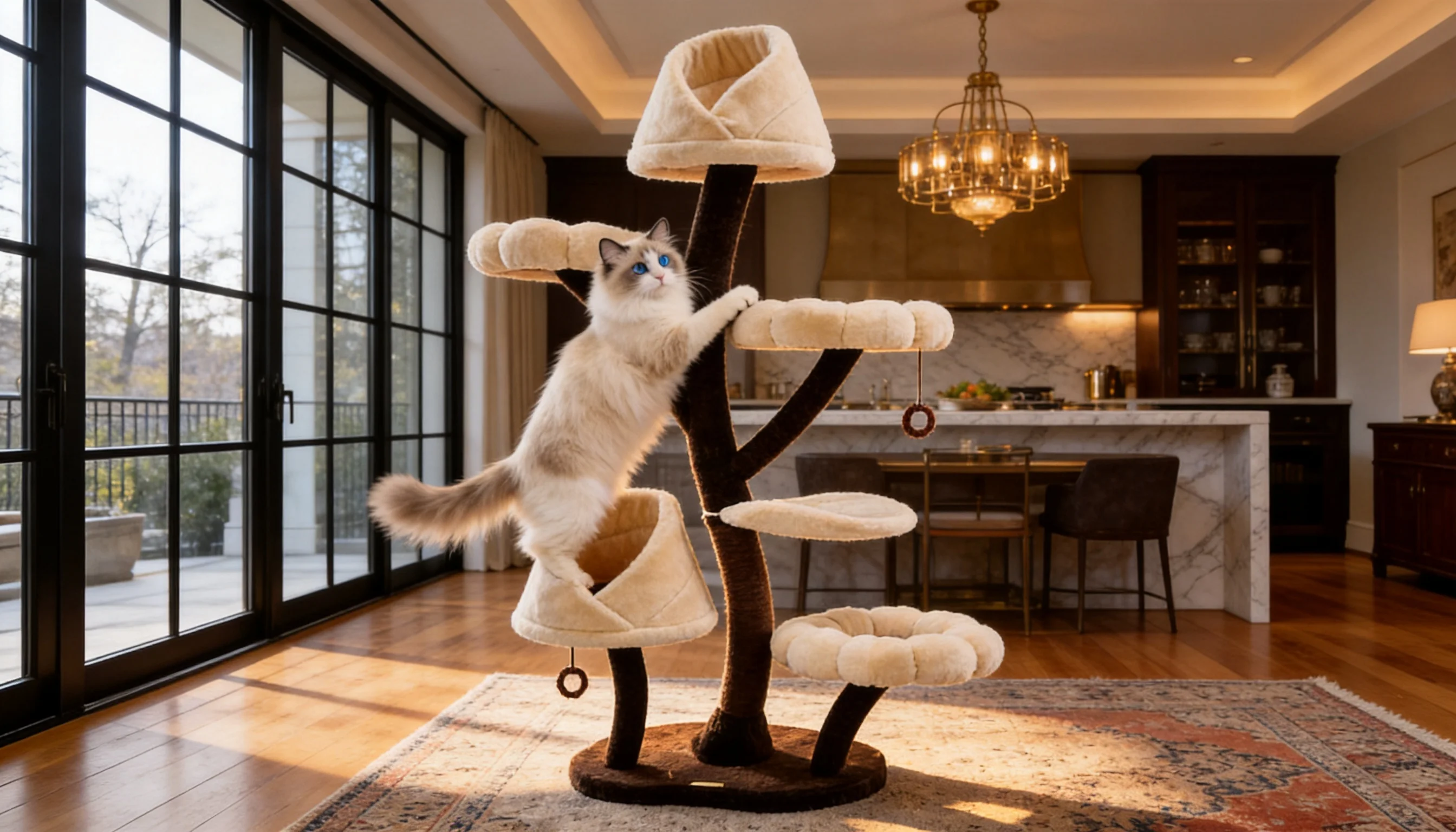 Bud Cat Tree Tower with Cozy Nest · Three-Tier Platforms · GuardLynx