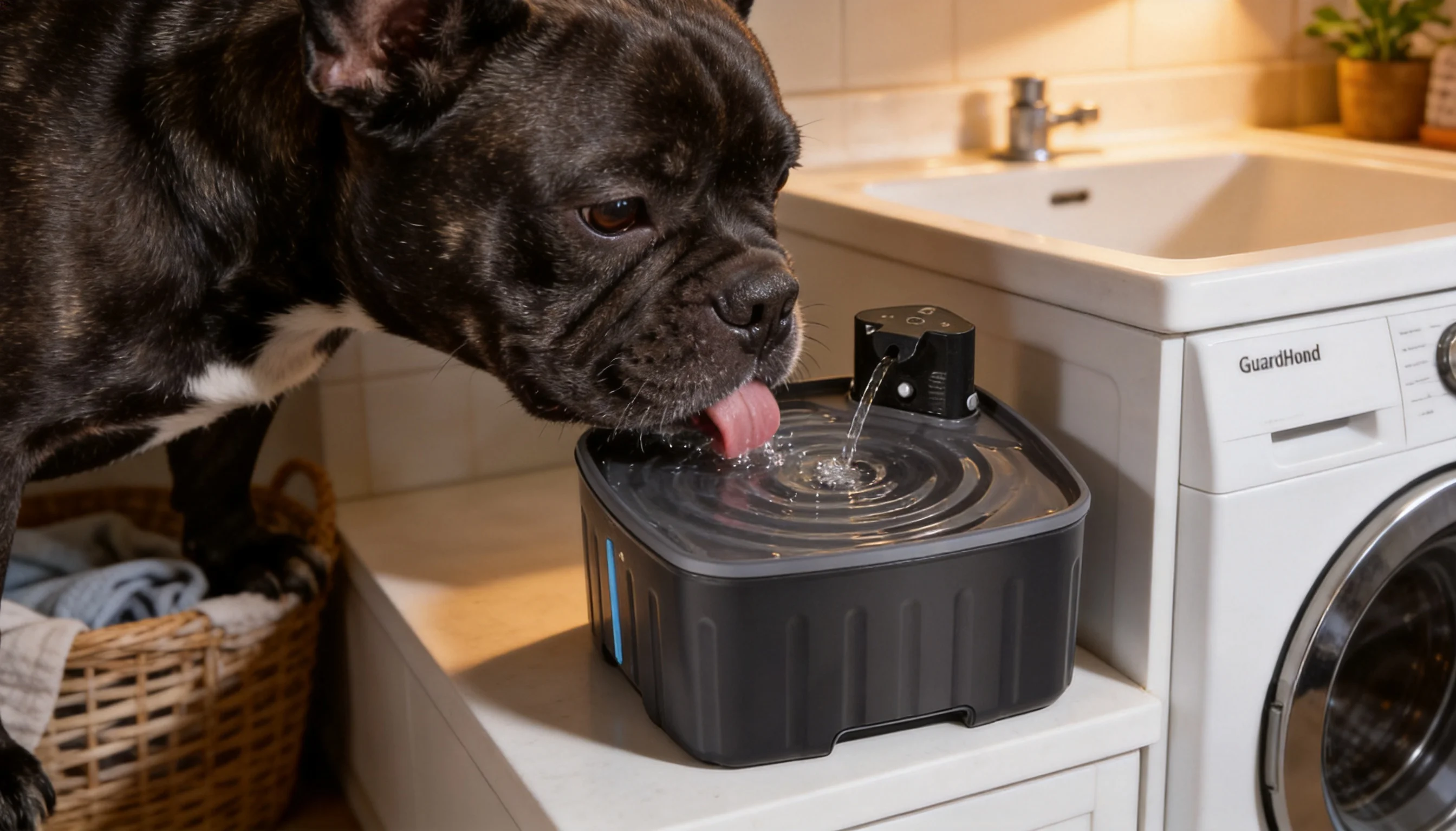 GuardHound Smart Circulating Pet Water Fountain · Laundry Room Bright · GuardHound DOG