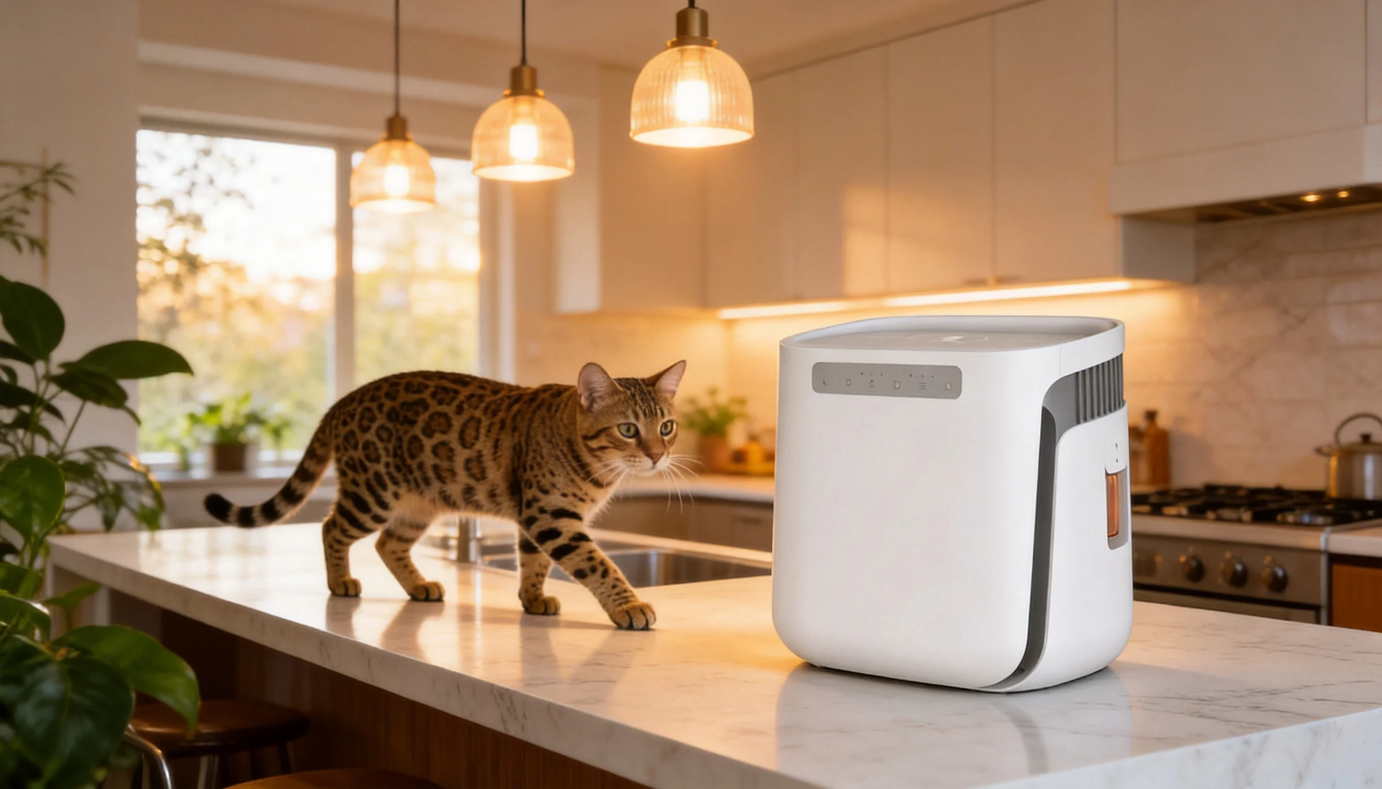 Pet Hair & Odor Air Purifier · Open Kitchen Morning · GuardLynx