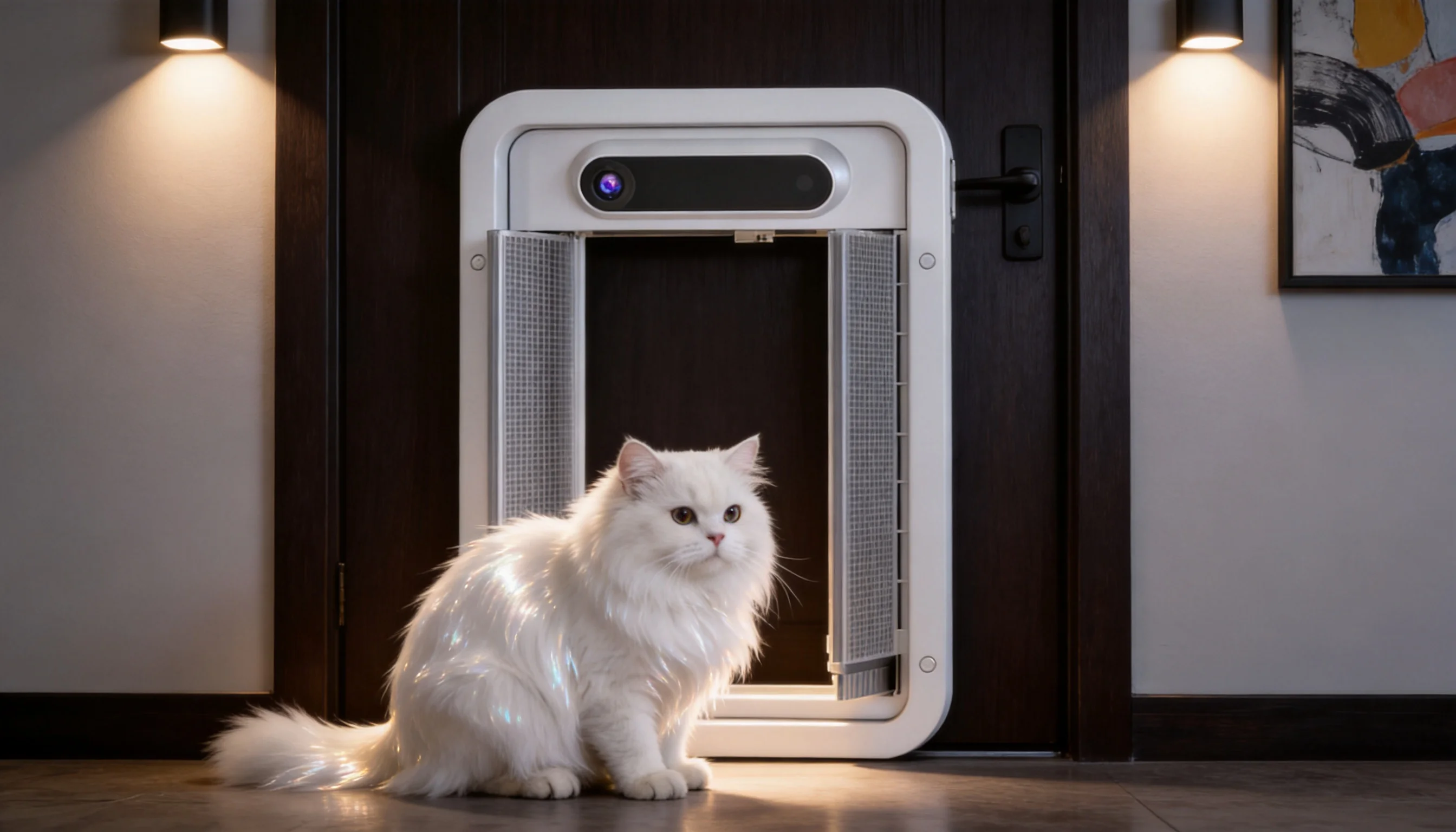 GuardLynx Smart Pet Door Pro · Evening Hallway Glow · GuardLynx