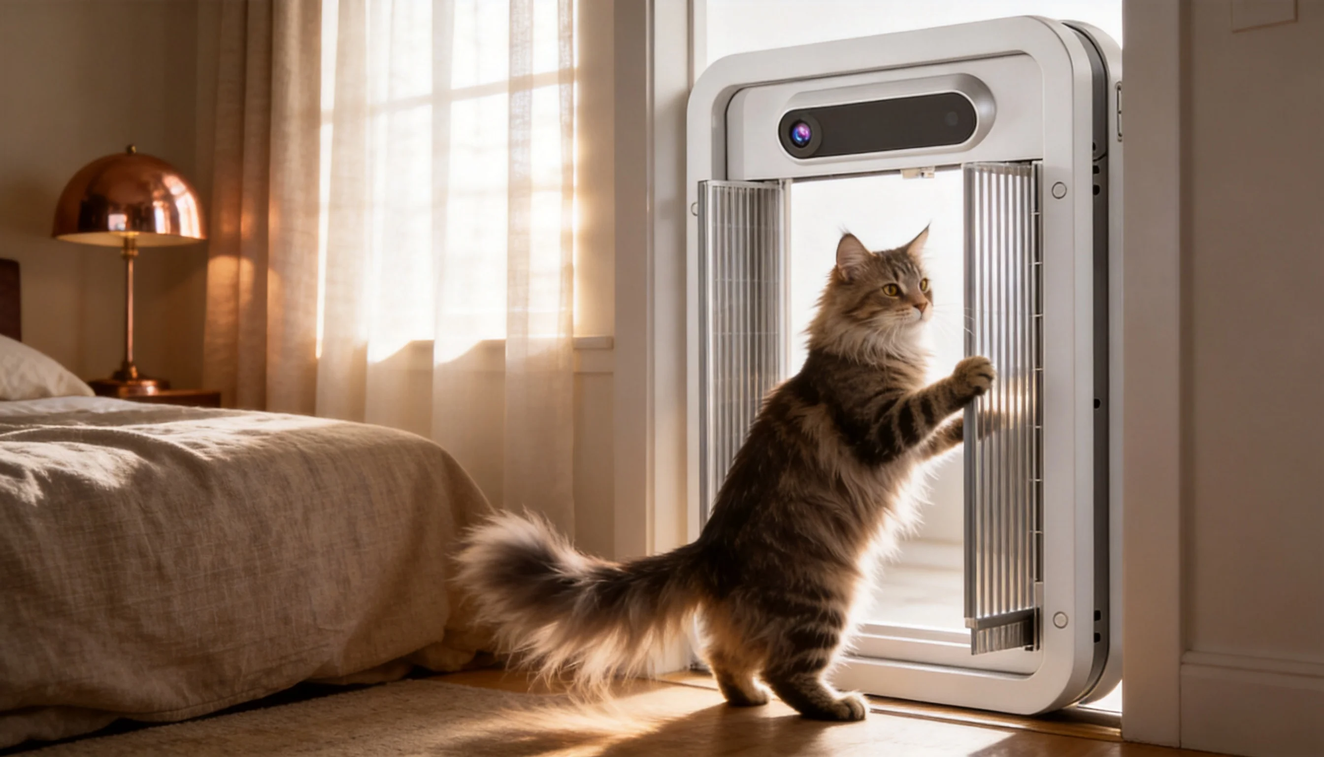 GuardLynx Smart Pet Door Pro · Quiet Bedroom Dawn · GuardLynx