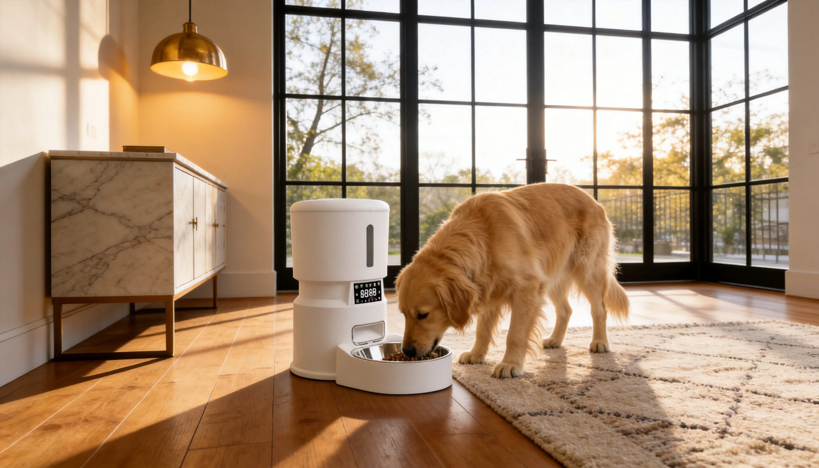 Smart Scheduled Pet Feeder with App Control · Stainless Steel Bowl · GuardHound DOG