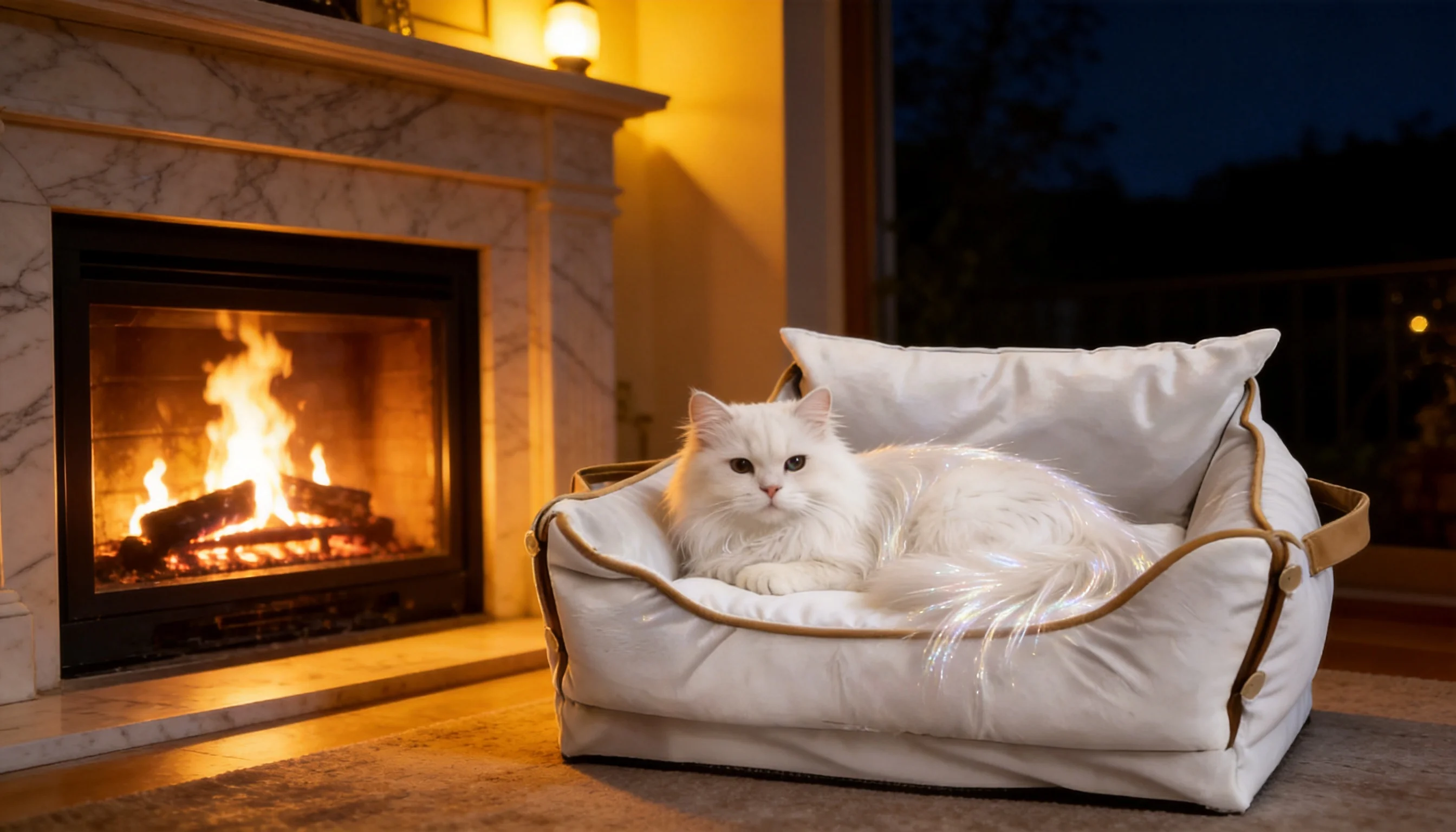 Smart Thermostatic Cat Bed · Nighttime Cozy Glow · GuardLynx