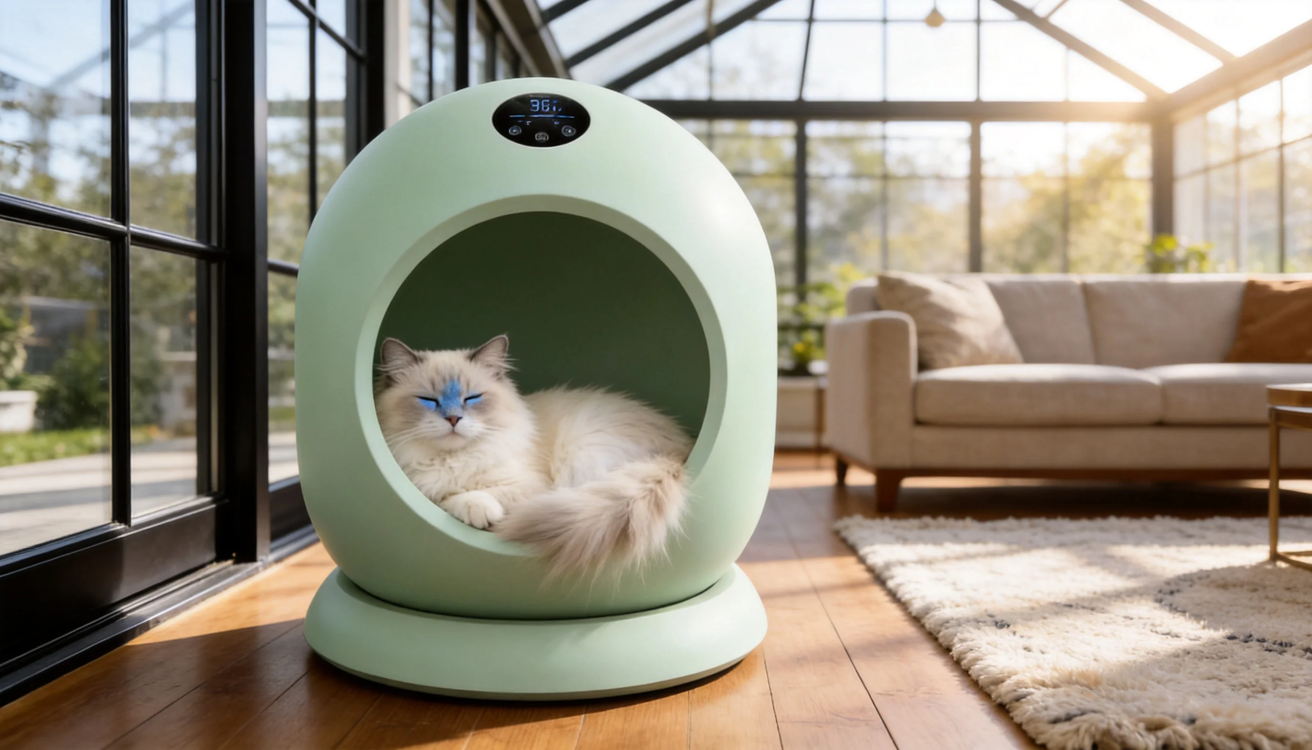 GuardLynx Smart Cat Bed Pro · Sage Green · GuardLynx