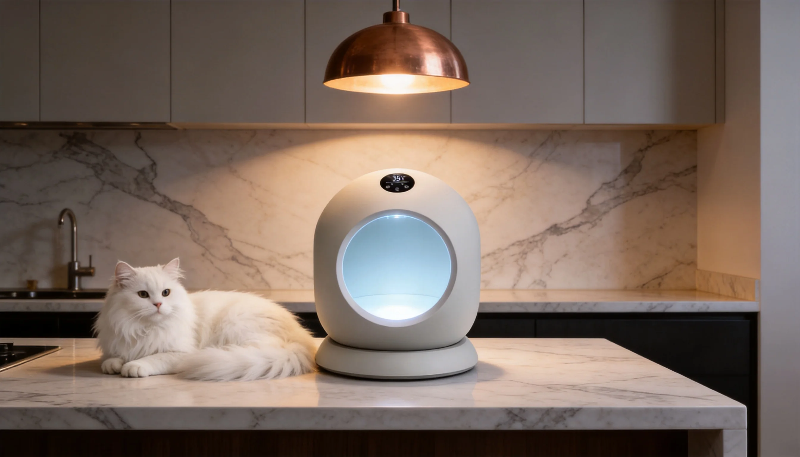 GuardLynx Smart Cat Bed Pro · Marble Elegance · GuardLynx