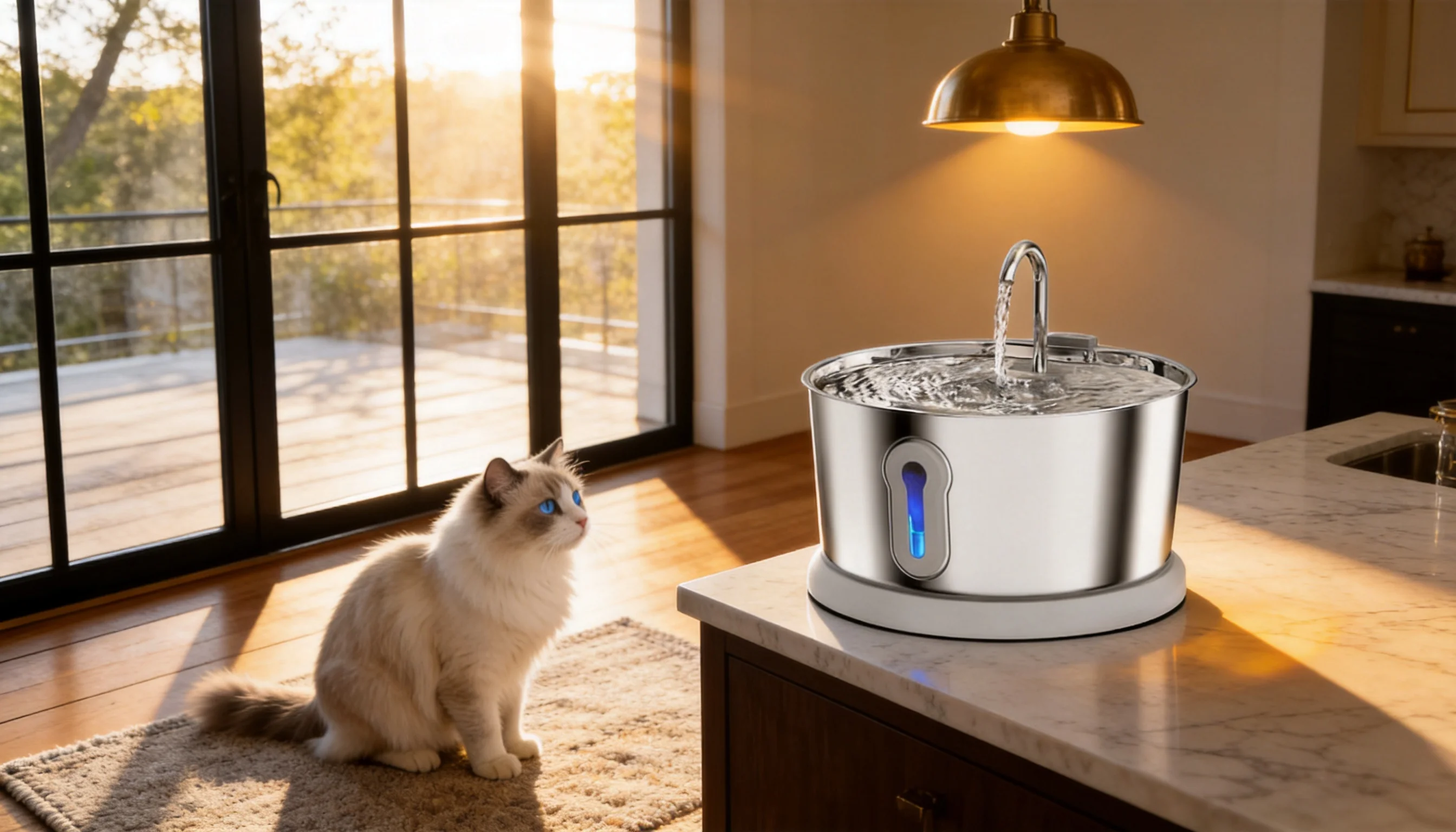 GuardLynx Stainless Steel Smart Water Fountain · Silent Pump Technology · GuardLynx