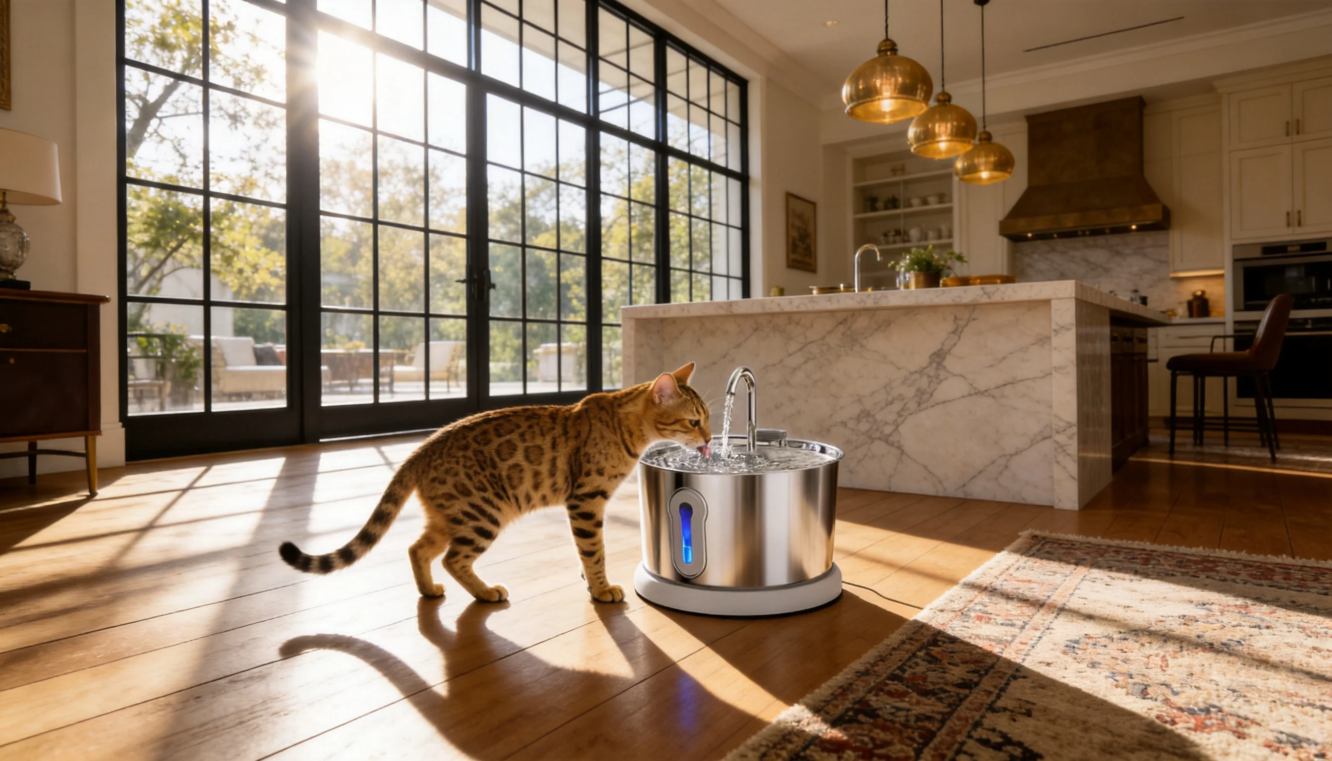 GuardLynx Stainless Steel Smart Water Fountain · 2.5L Large Capacity · GuardLynx