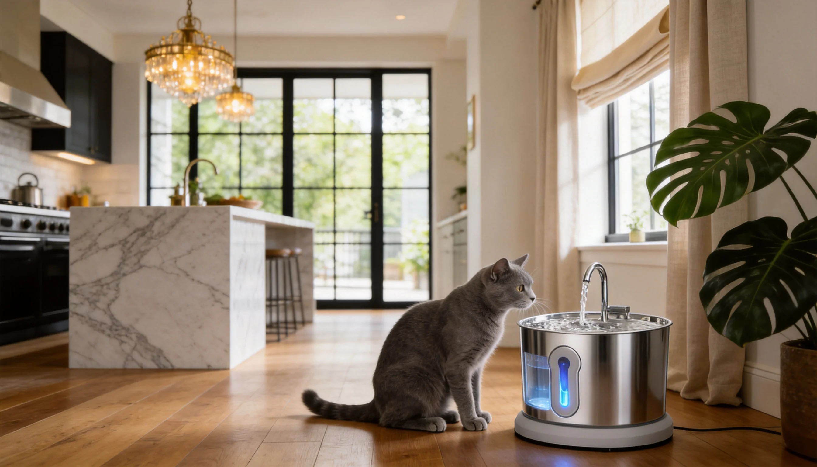 GuardLynx Stainless Steel Smart Water Fountain · Silver · GuardLynx