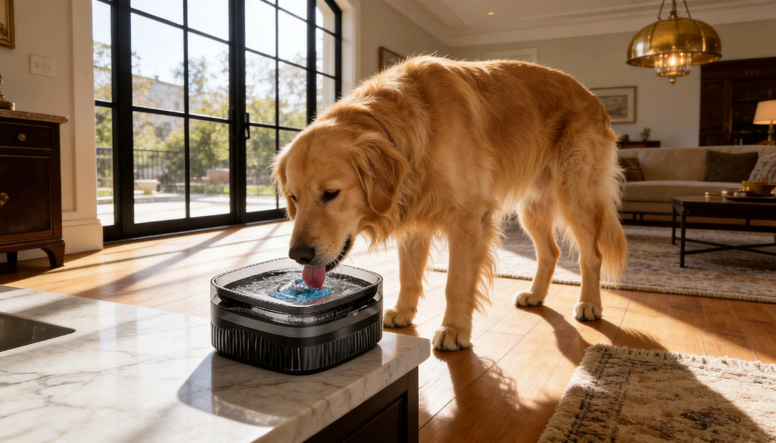 Smart Recirculating Water Fountain for Pets · Circulating flowing water · GuardHound DOG