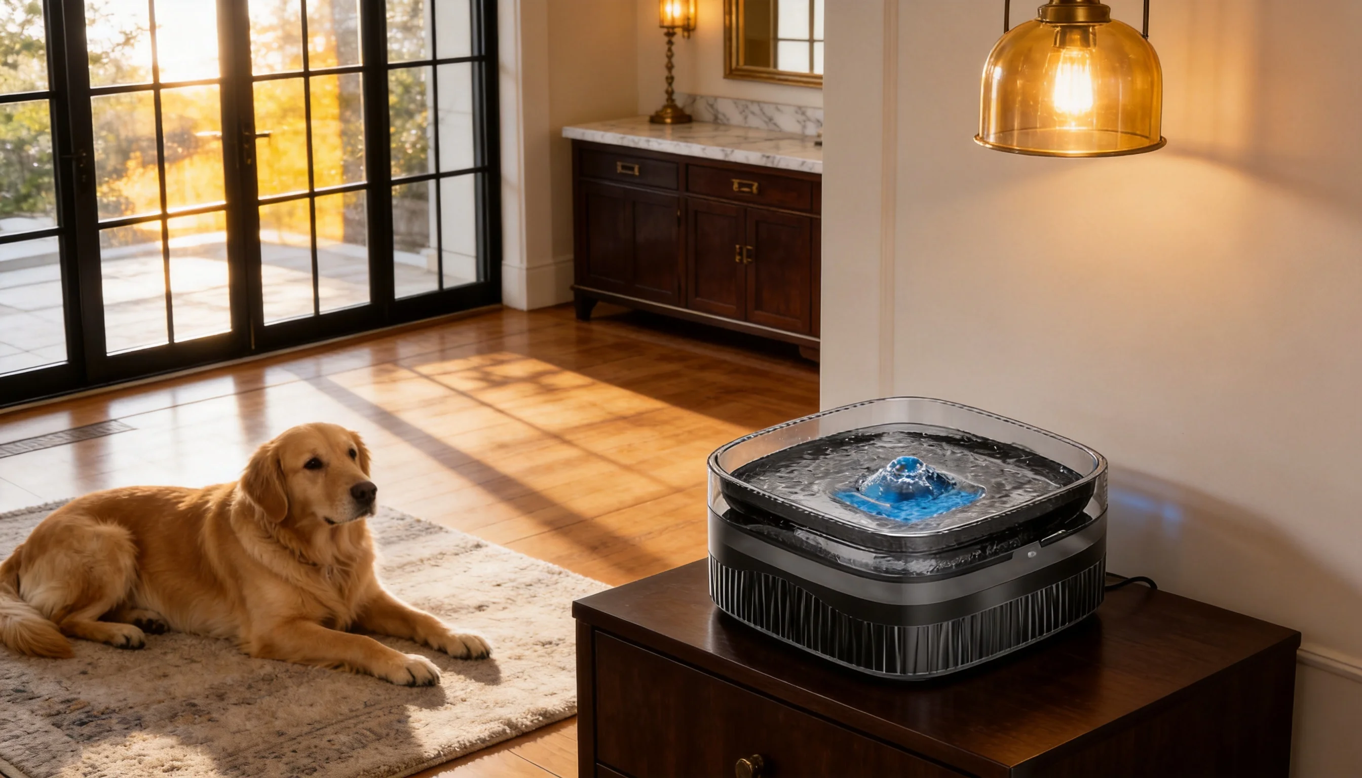 Smart Recirculating Water Fountain for Pets · Auto shut-off · GuardHound DOG