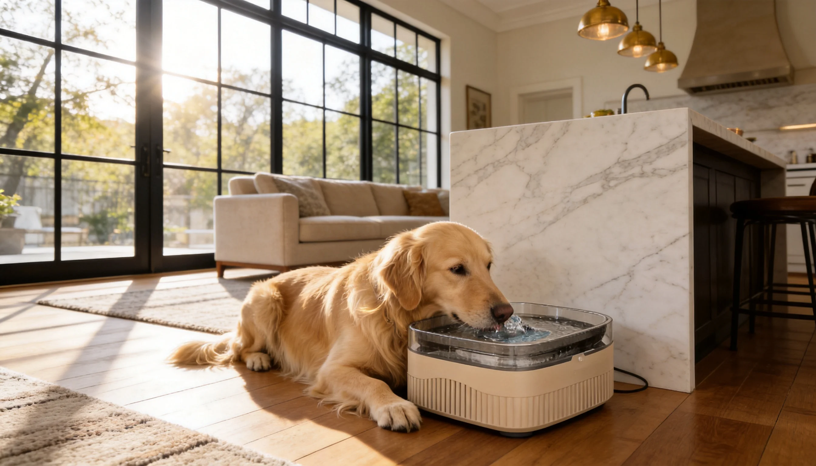 Smart Recirculating Water Fountain for Pets · Warm Apricot · GuardHound DOG