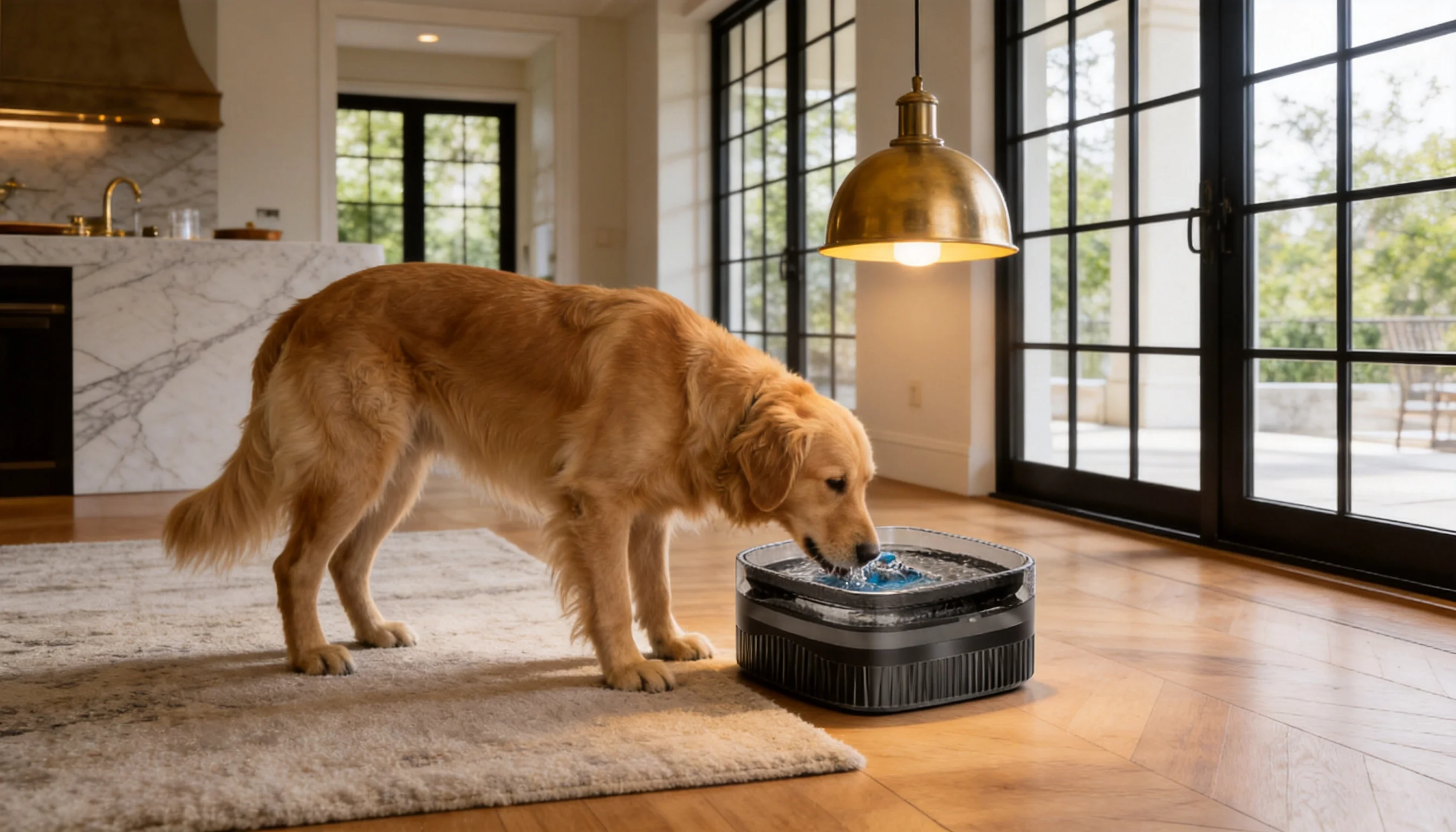Smart Recirculating Water Fountain for Pets · Transparent water tank · GuardHound DOG