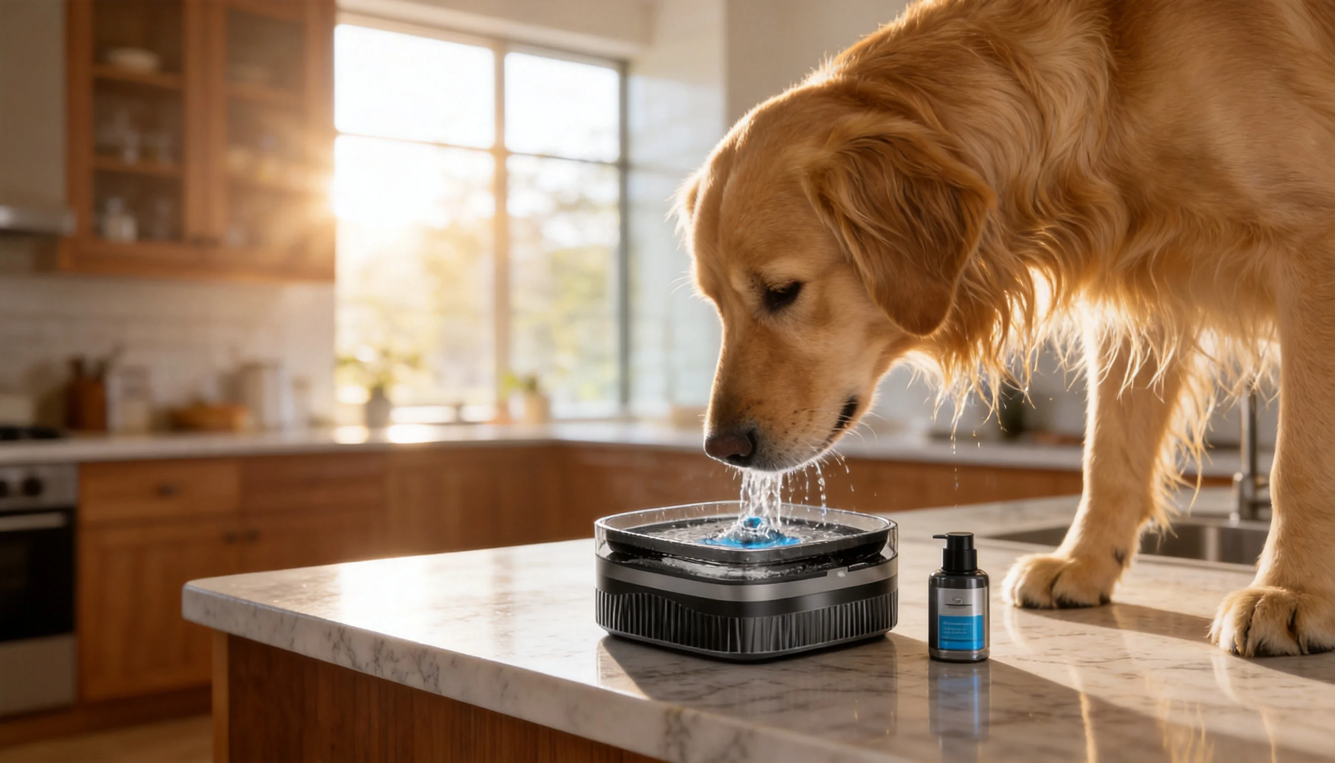Smart Recirculating Water Fountain for Pets · Morning Kitchen Hydration · GuardHound DOG