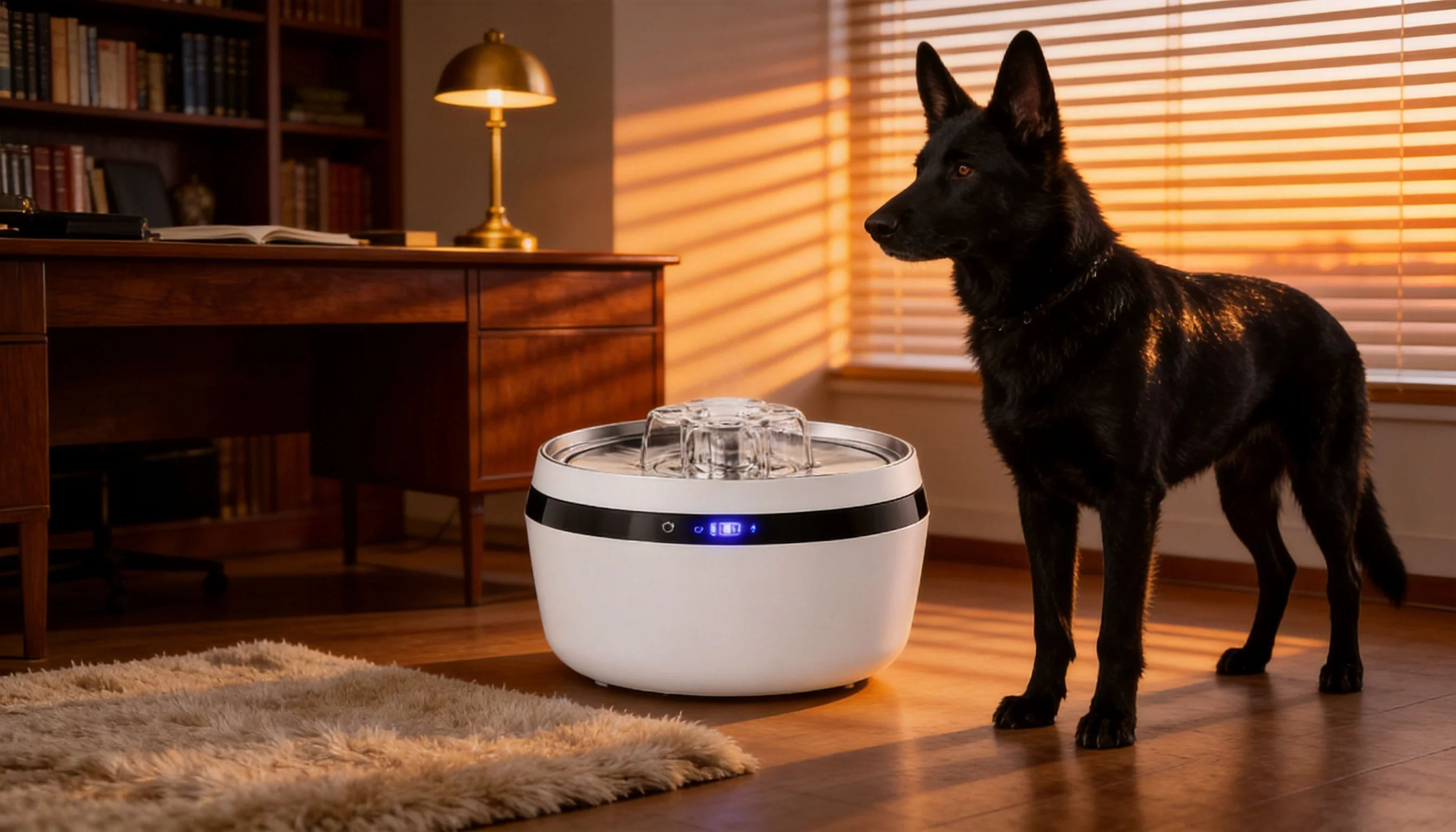 GuardHound Silent Cycle Smart Water Fountain · Study Evening Warmth · GuardHound DOG