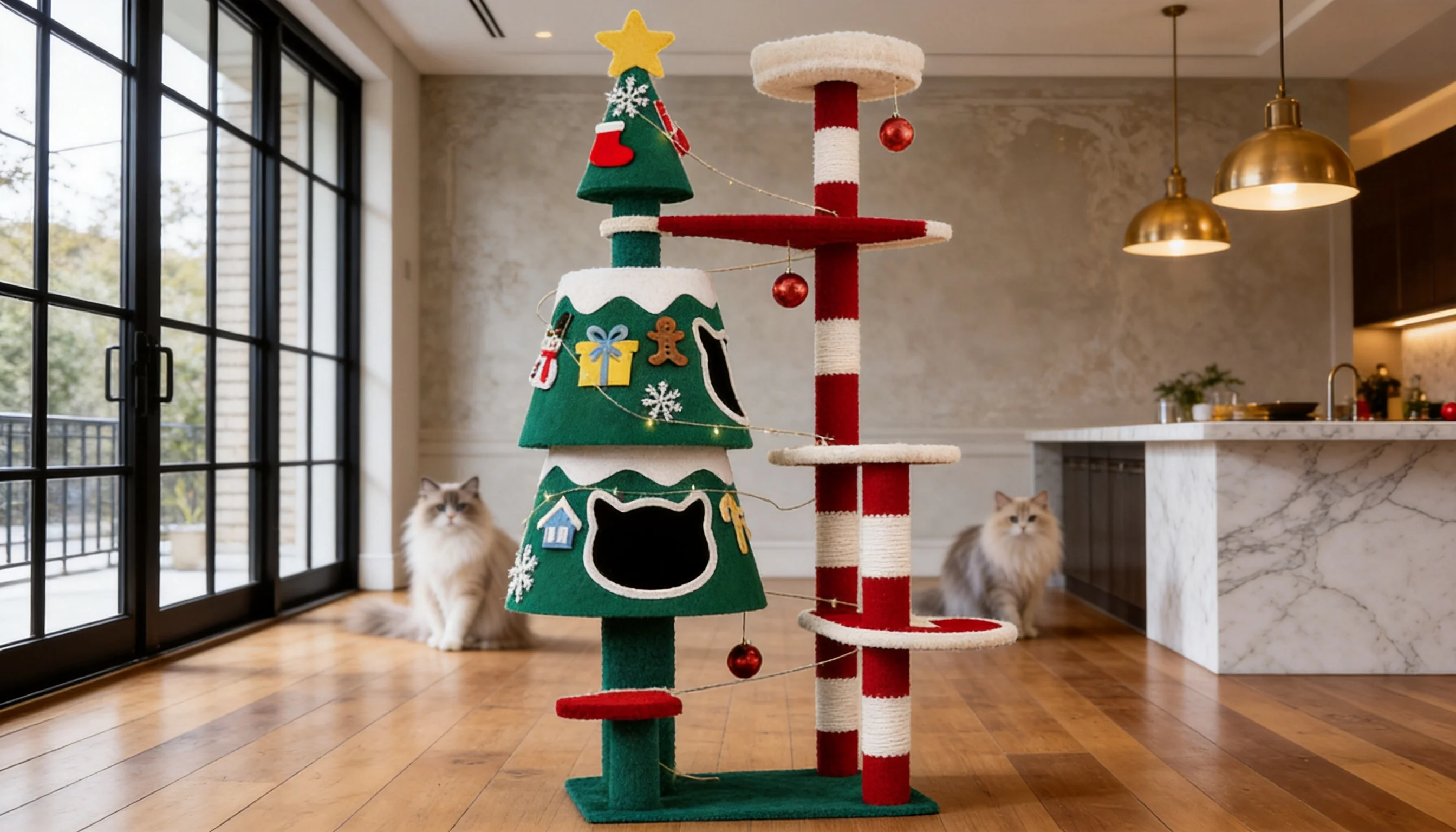 Holiday Pine Cat Tree with Removable Ornaments · Detail image 1 · GuardLynx