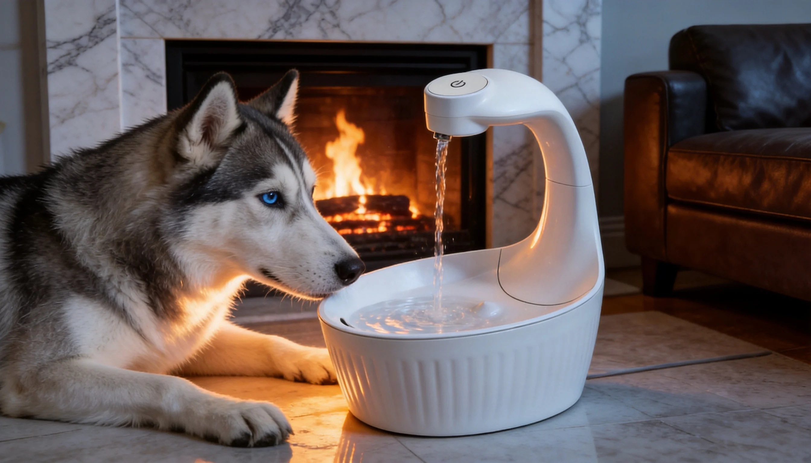 Swan Smart Pet Water Fountain · Fireplace Night · GuardHound DOG