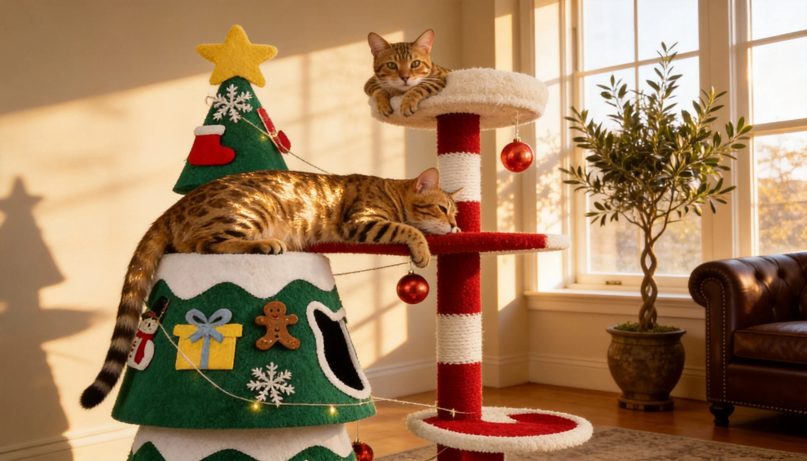 Holiday Pine Cat Tree with Removable Ornaments · Sunny Afternoon Bay Window · GuardLynx