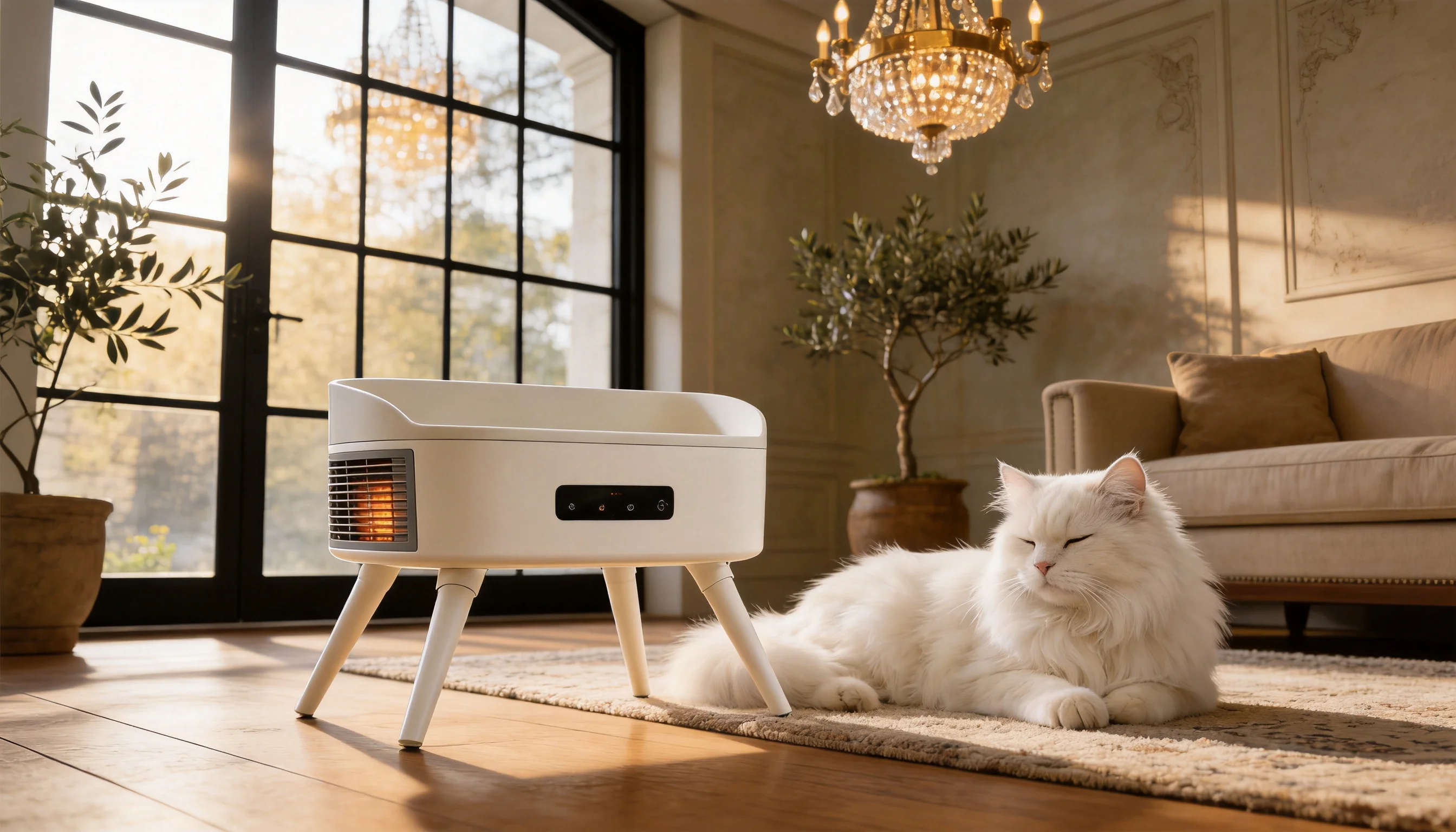 Smart Thermostatic Pet Heater with Precision Comfort · Warm Cloud White · GuardLynx