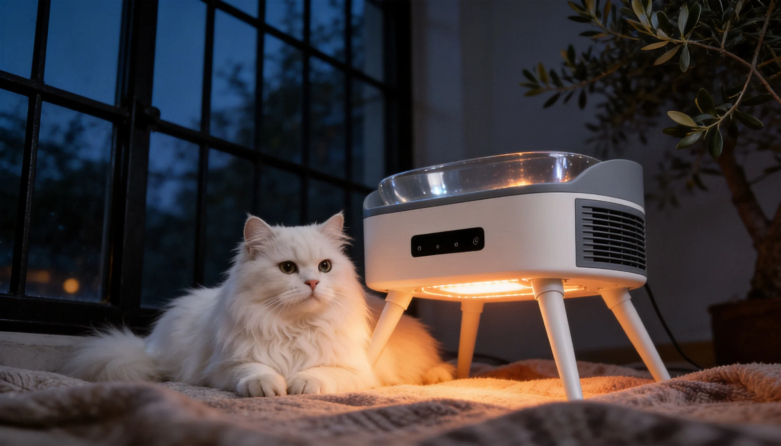 Smart Thermostatic Pet Heater with Precision Comfort · Cozy Night with a Persian · GuardLynx