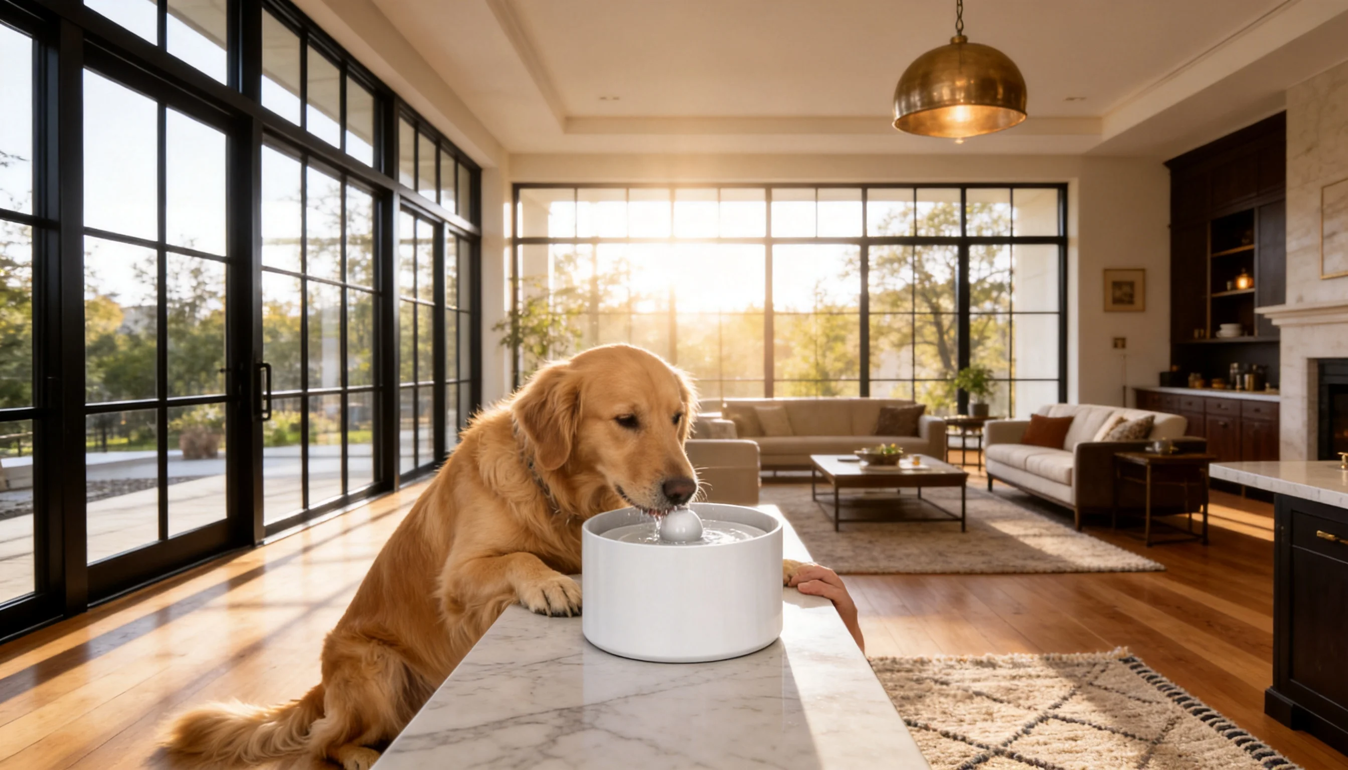 GuardHound Smart Pet Water Fountain · Smart Float Auto-Refill · GuardHound DOG