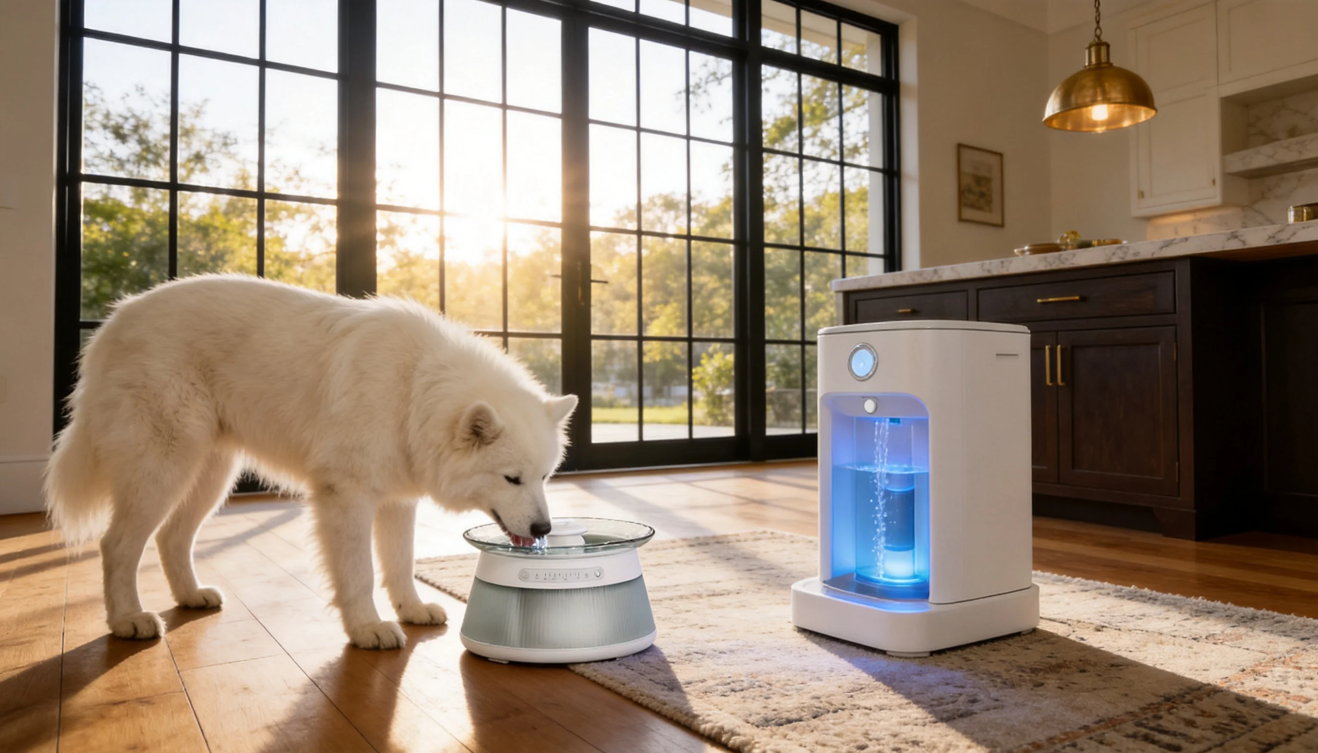 GuardHound Smart Flowing Water Fountain · UV Sterilization Active · GuardHound DOG