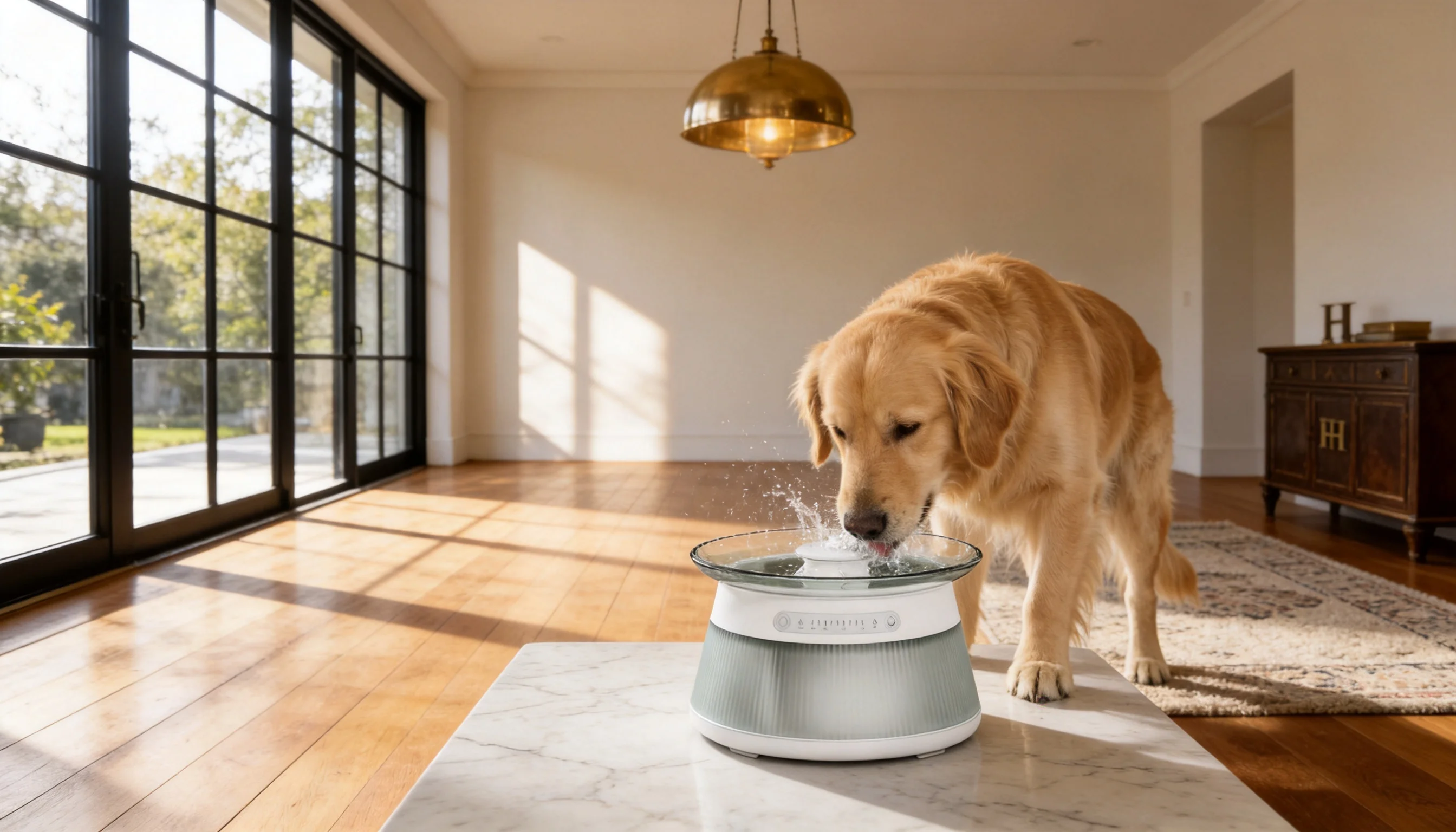 GuardHound Smart Flowing Water Fountain · Anti-Splash Glass Lid · GuardHound DOG