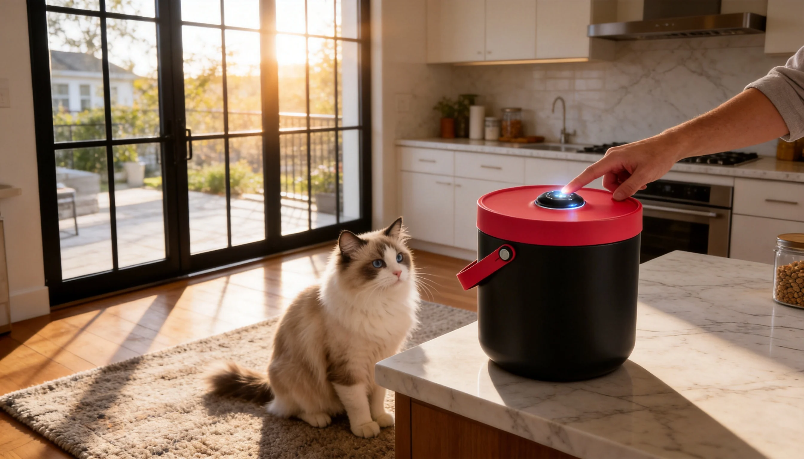 GuardLynx Vacuum Fresh Pet Food Storage Bin · One-Button Vacuum · GuardLynx