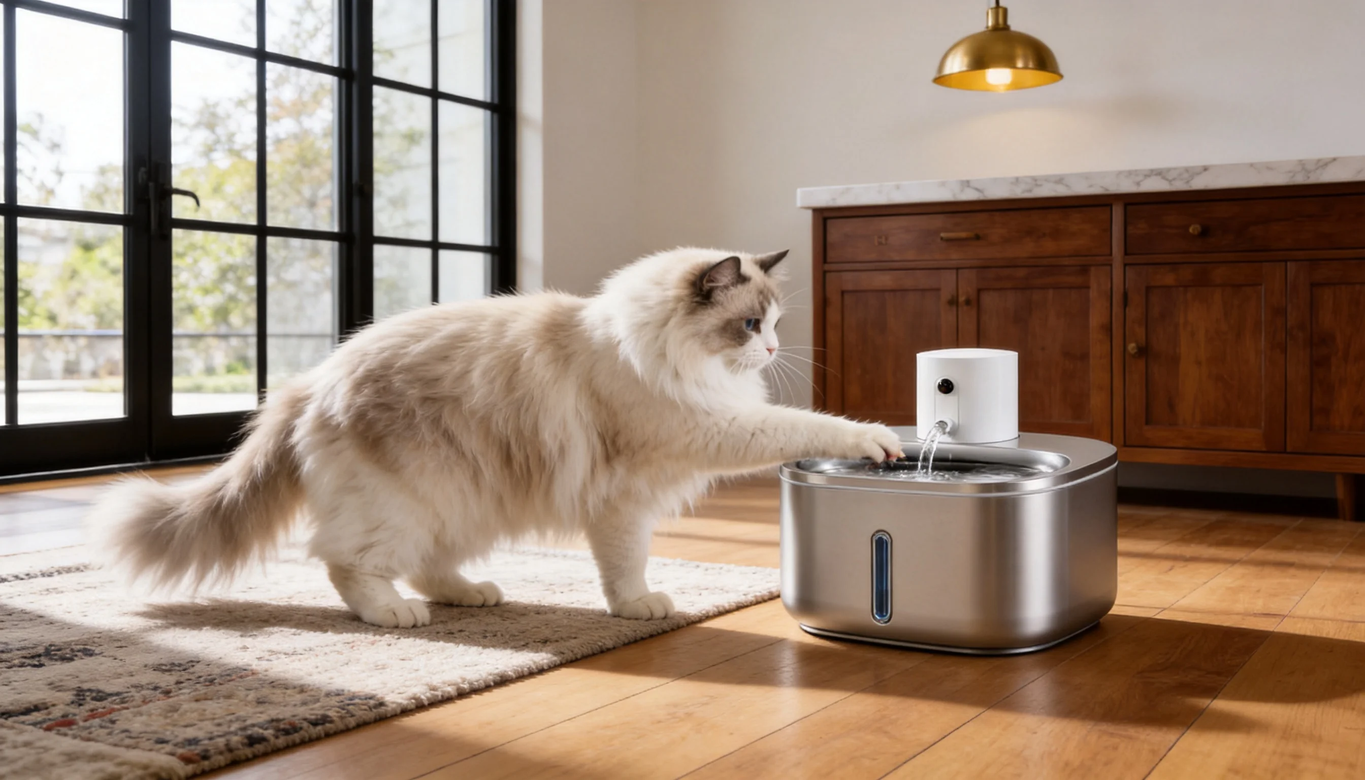 GuardLynx Stainless Steel Smart Filtered Water Fountain · Touch-Sensitive Induction Pump · GuardLynx