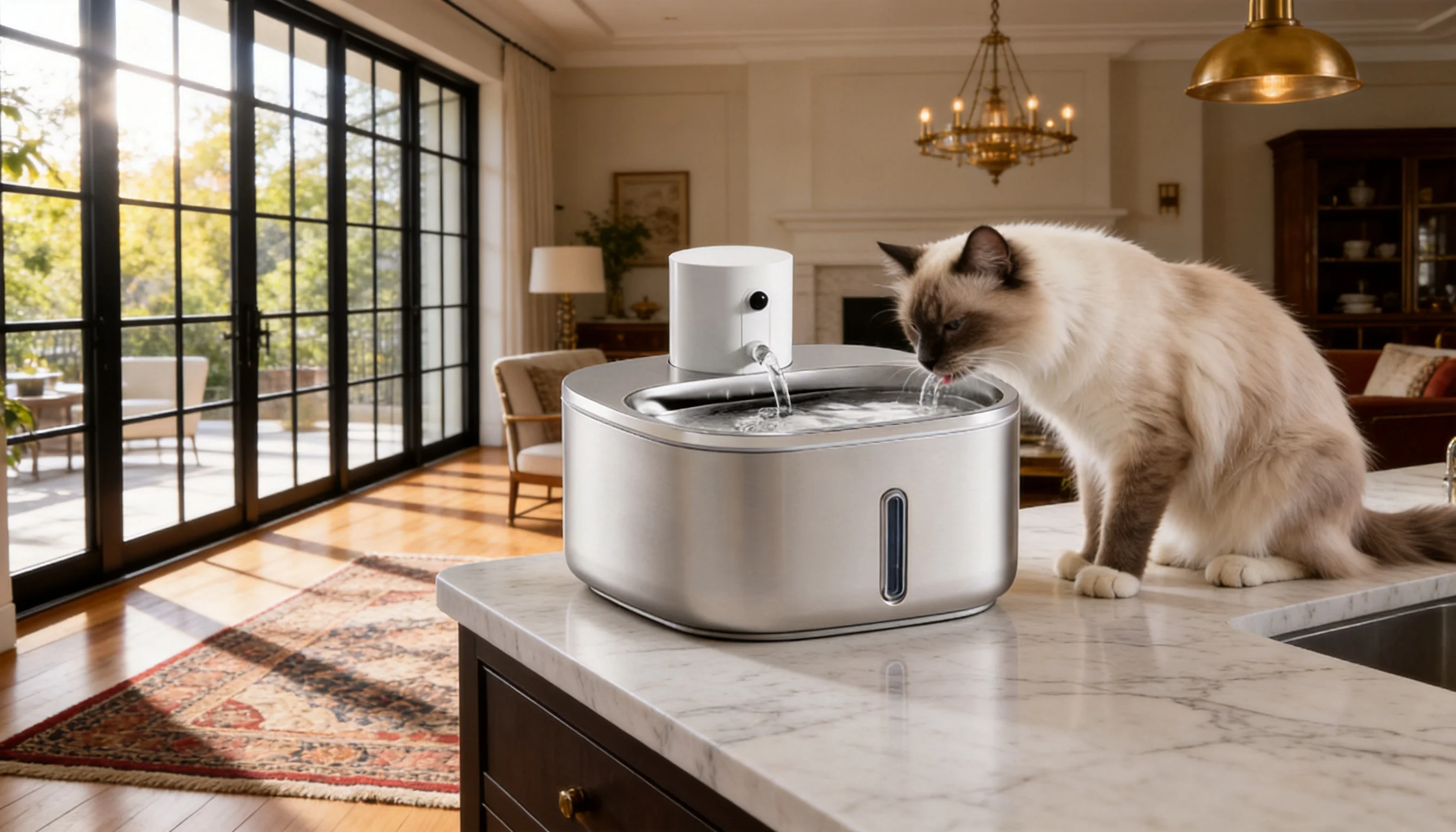 GuardLynx Stainless Steel Smart Filtered Water Fountain · Premium 304 Stainless Steel · GuardLynx
