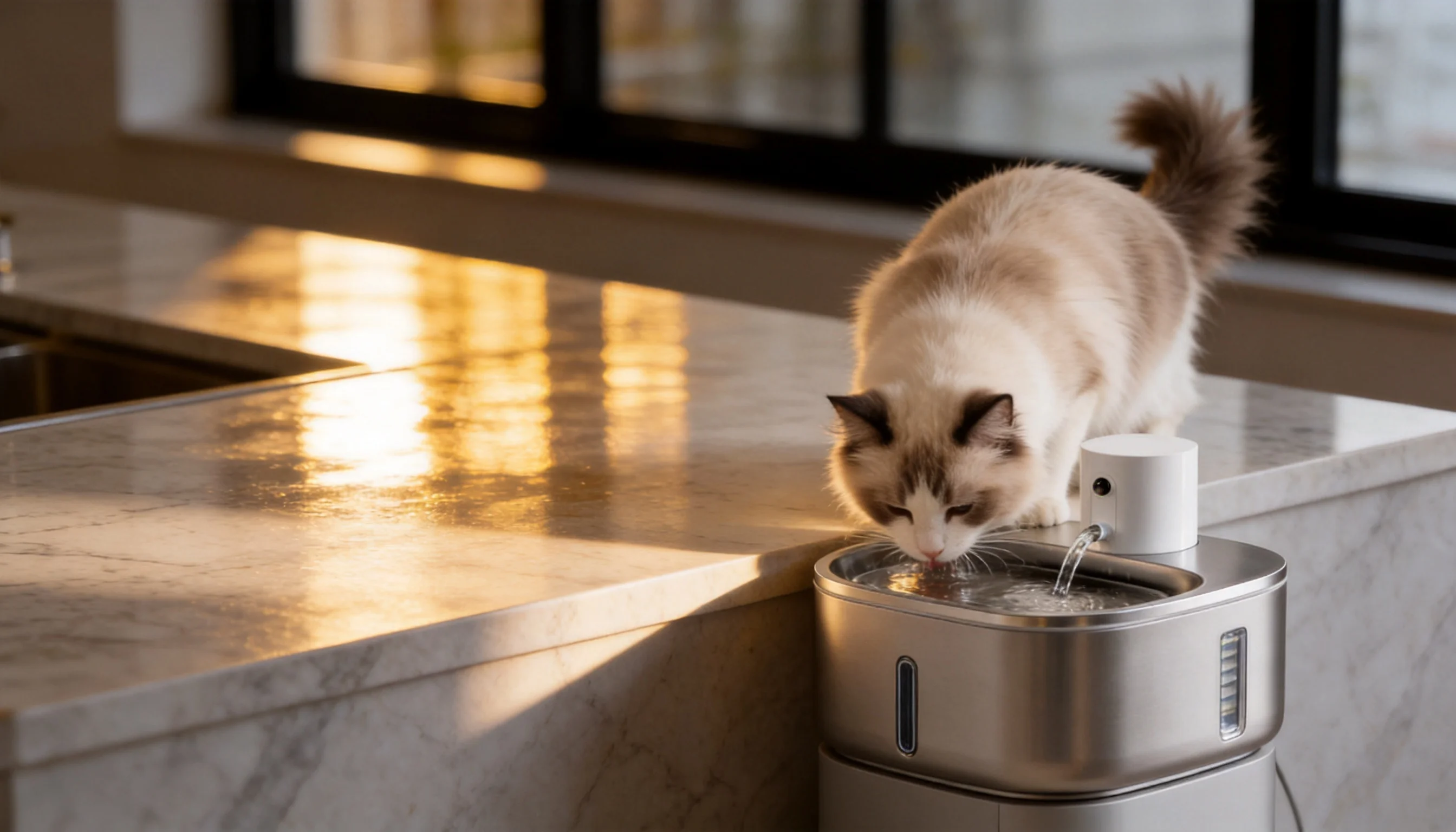 GuardLynx Stainless Steel Smart Filtered Water Fountain · Morning Kitchen · GuardLynx