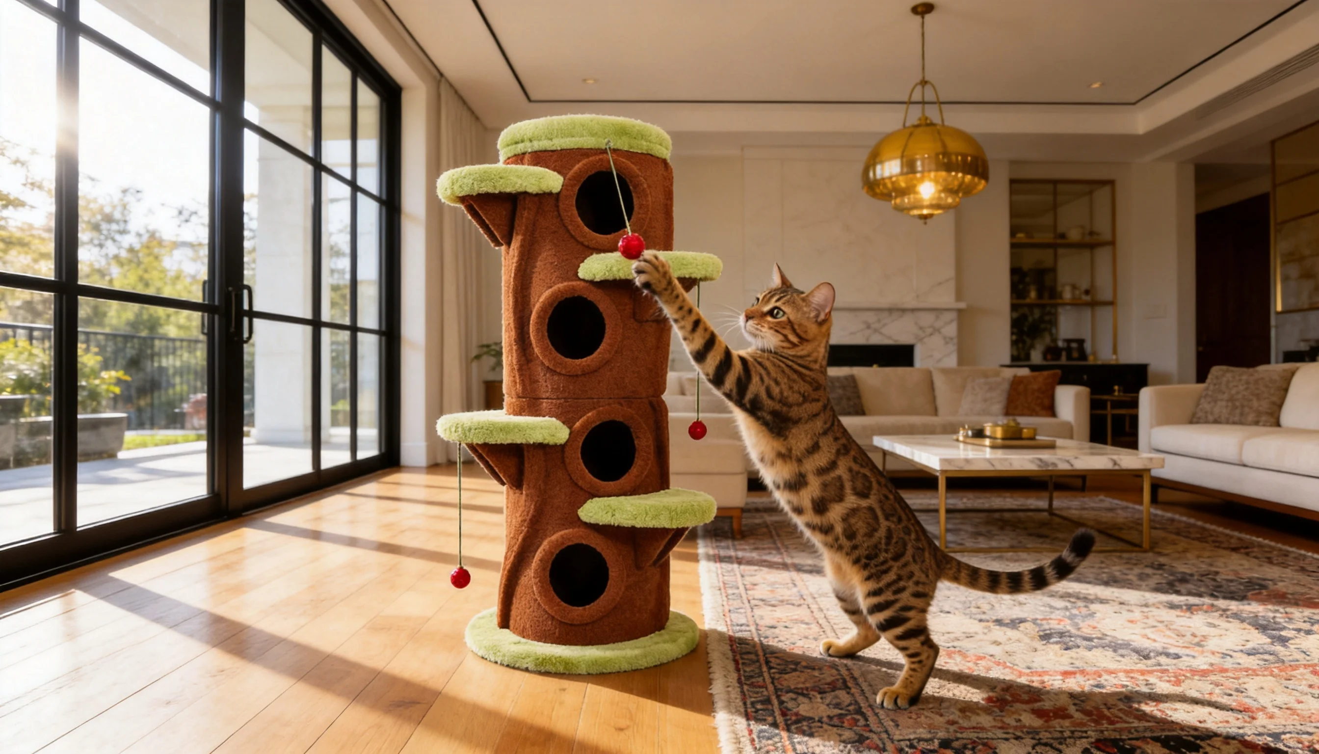Tree Hollow Multi-Level Cat Tree · Red Ball Toy Included · GuardLynx