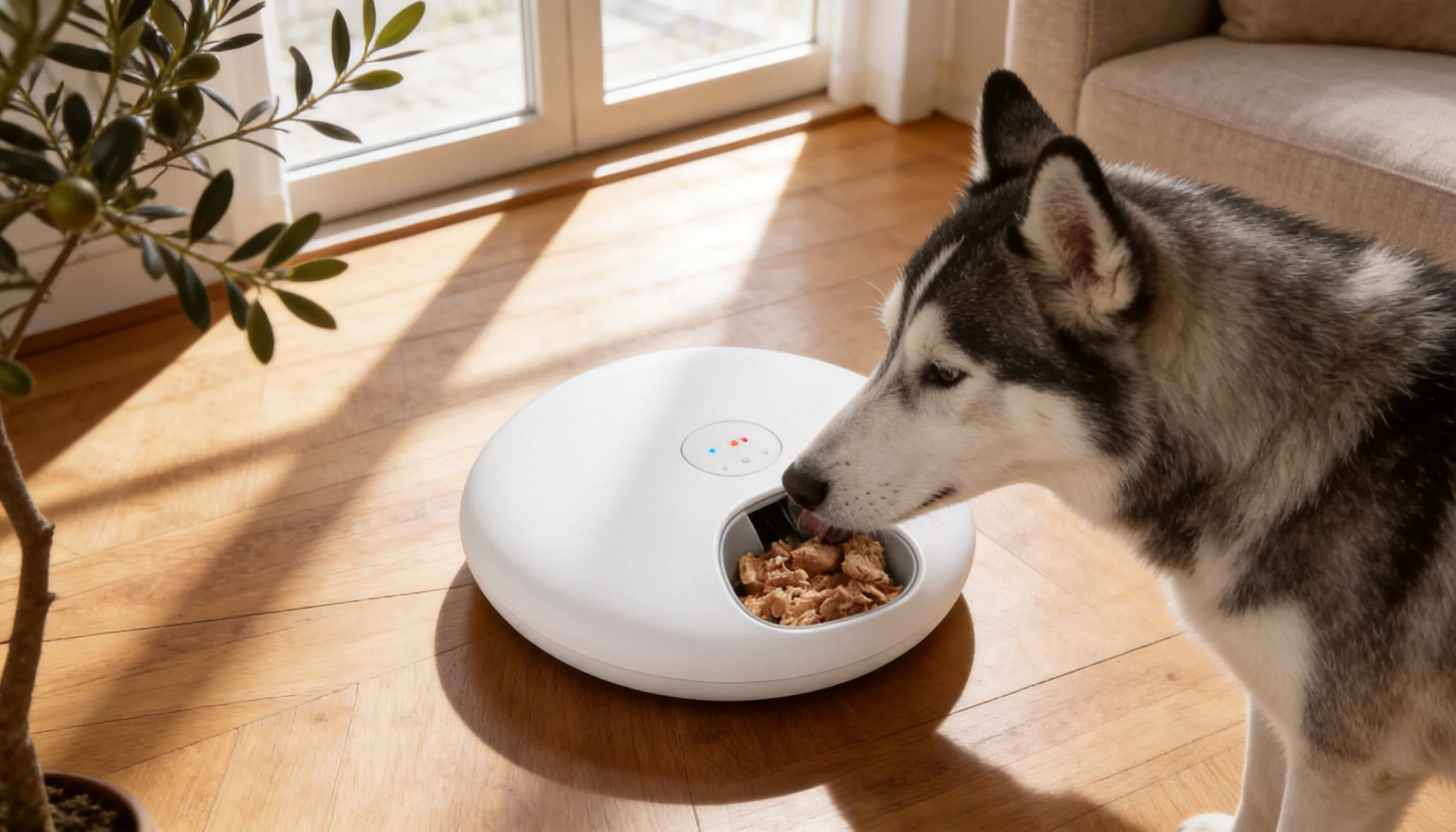 GuardHound Smart Pet Feeder Pro · Afternoon Living Room Interaction · GuardHound DOG