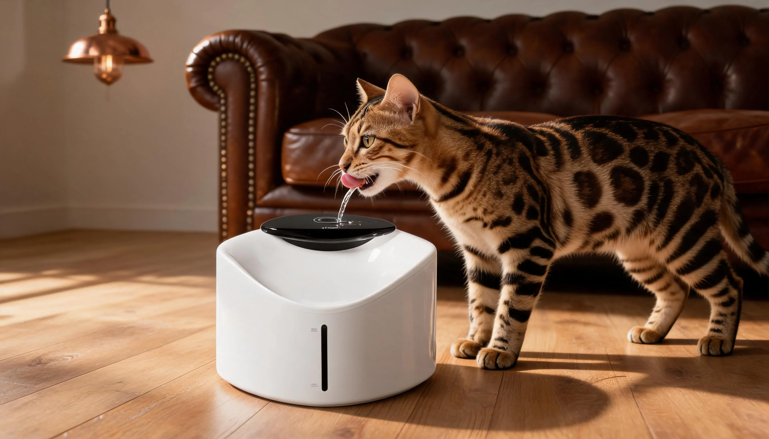 GuardLynx Wireless Smart Pet Water Fountain · Bengal Cat Afternoon · GuardLynx