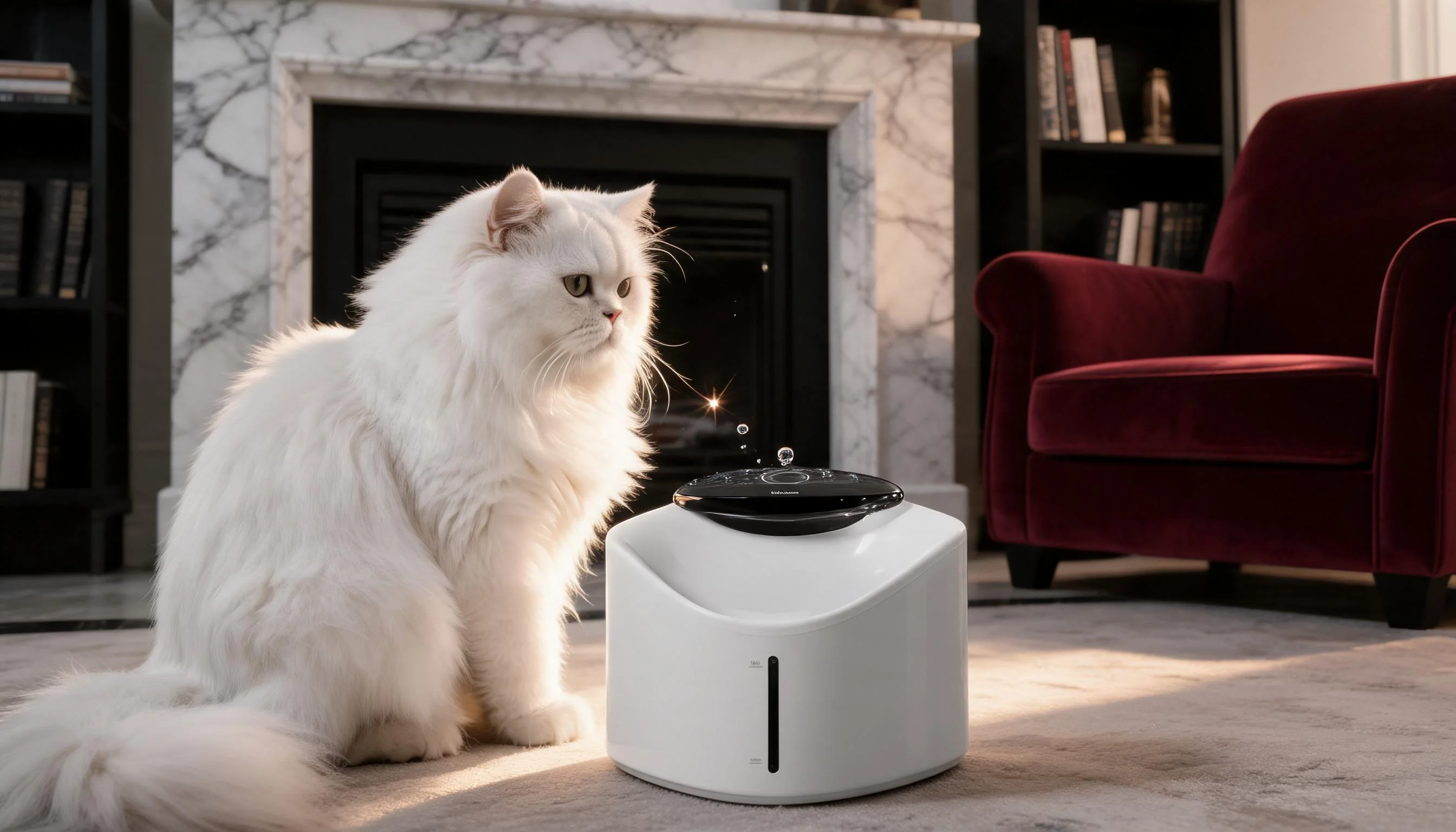 GuardLynx Wireless Smart Pet Water Fountain · Persian Cat Evening · GuardLynx