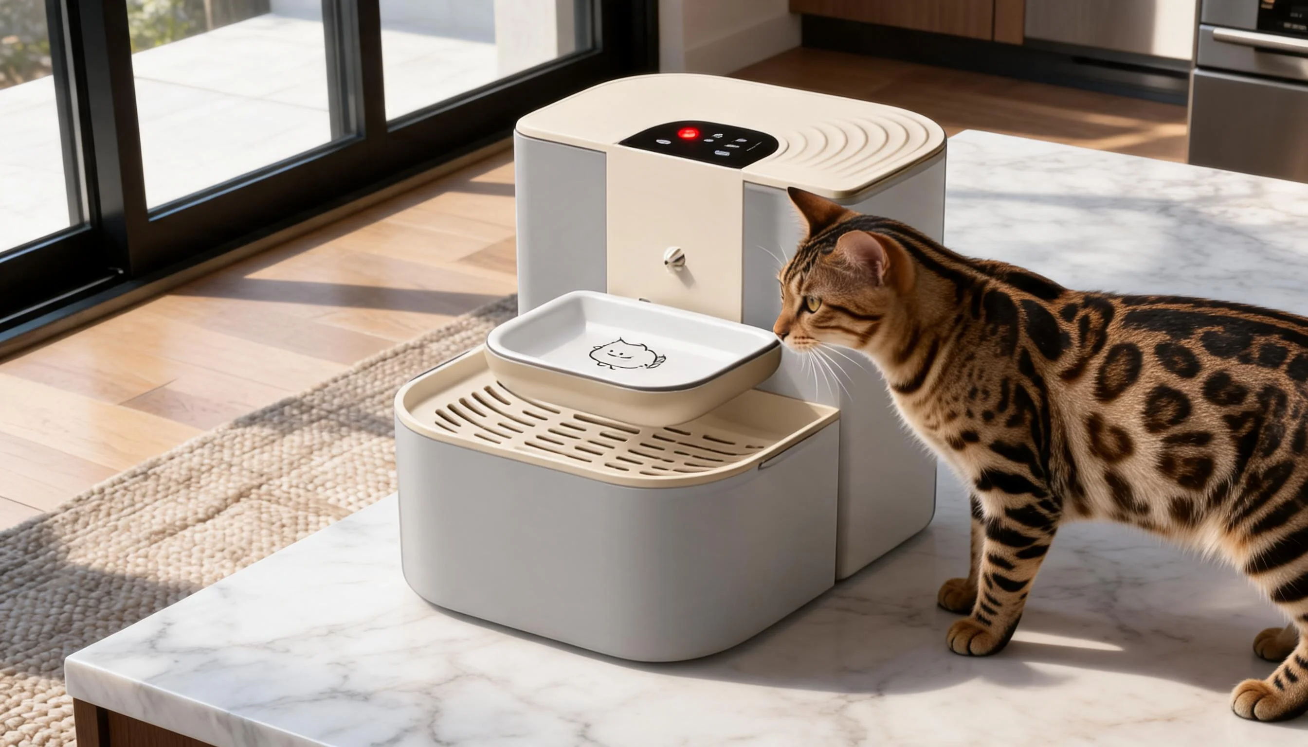 Remote Tilt-Controlled Pet Water Fountain · Low Water Alert · GuardLynx