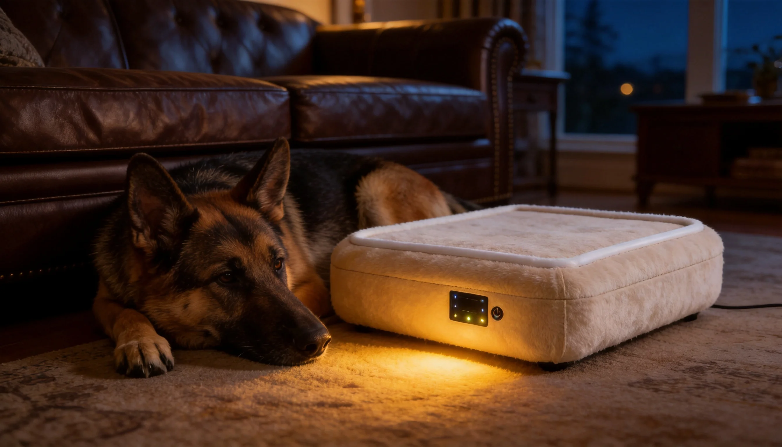 Smart Thermostatic Heated Pet Bed · Cozy Evening · GuardHound DOG