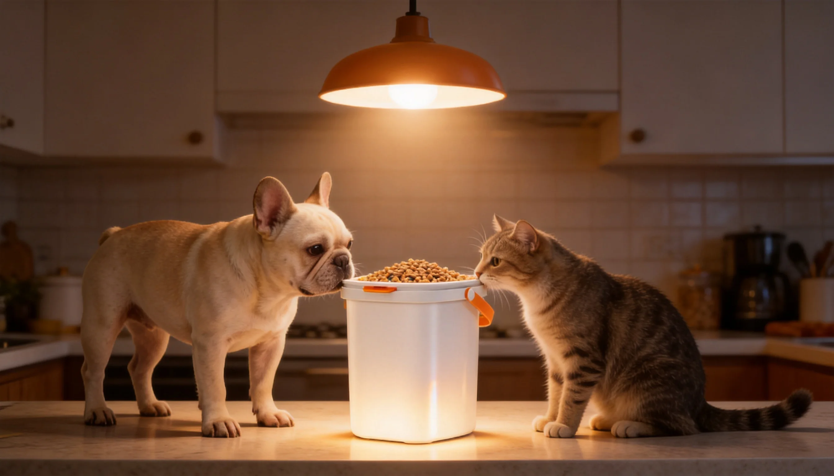 Smart Vacuum Pet Food Storage Container · Night Kitchen Glow · GuardHound DOG