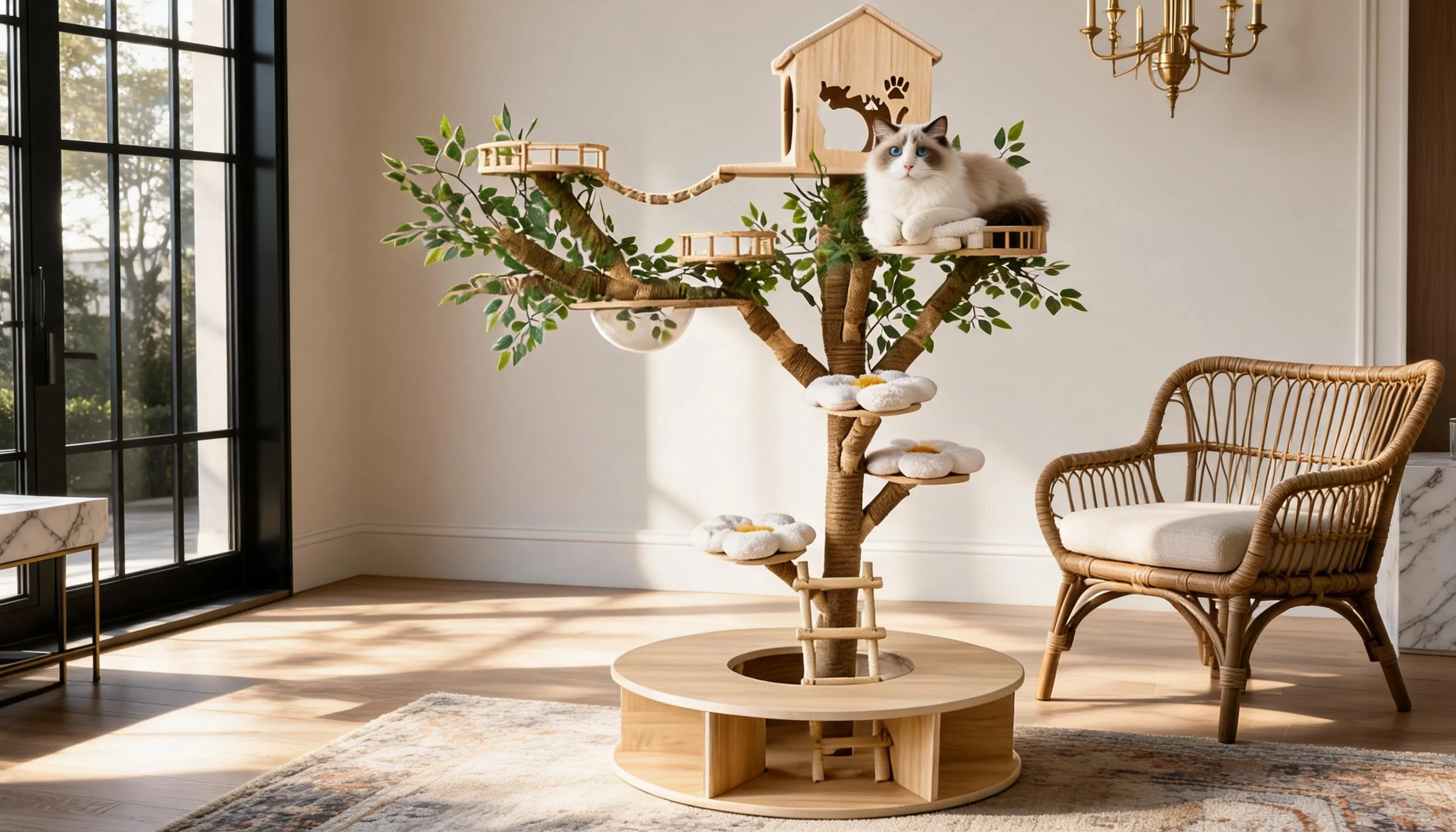 Simulated Tree Cat Climbing Tower · Comfortable Soft Pads · GuardLynx