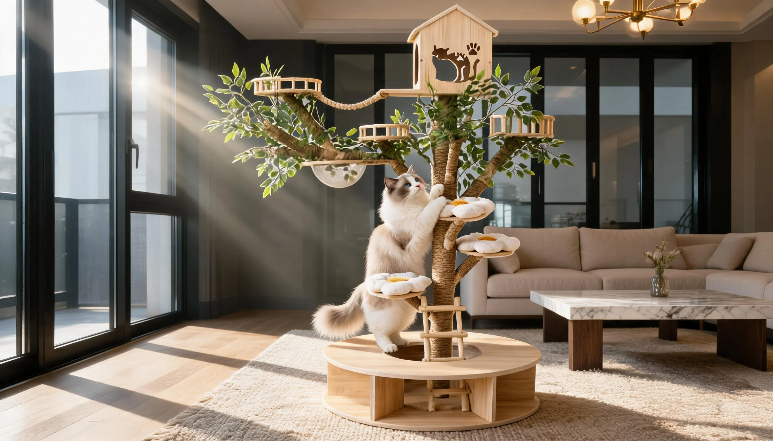 Simulated Tree Cat Climbing Tower · Sisal Wrapped Posts · GuardLynx