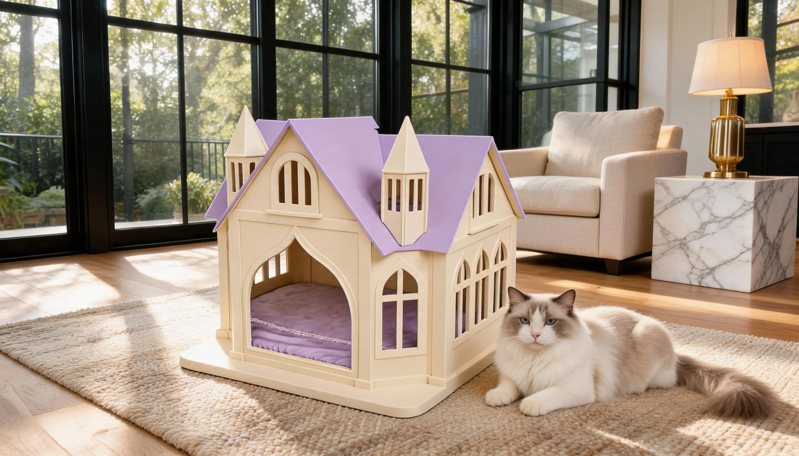 Castle Solid Wood Cat Bed House · Castle Design · GuardLynx