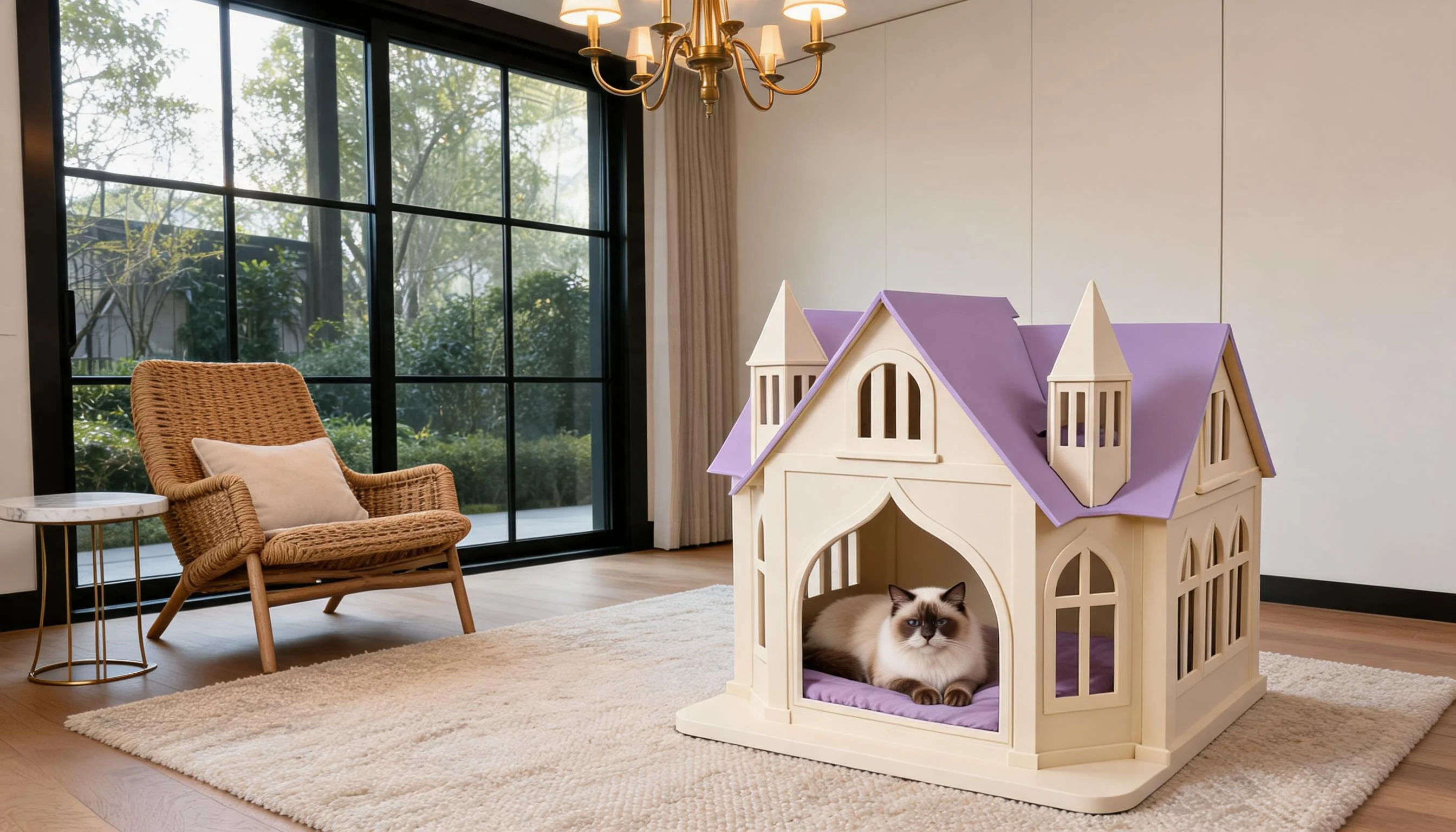 Castle Solid Wood Cat Bed House · Arch Door & Window · GuardLynx