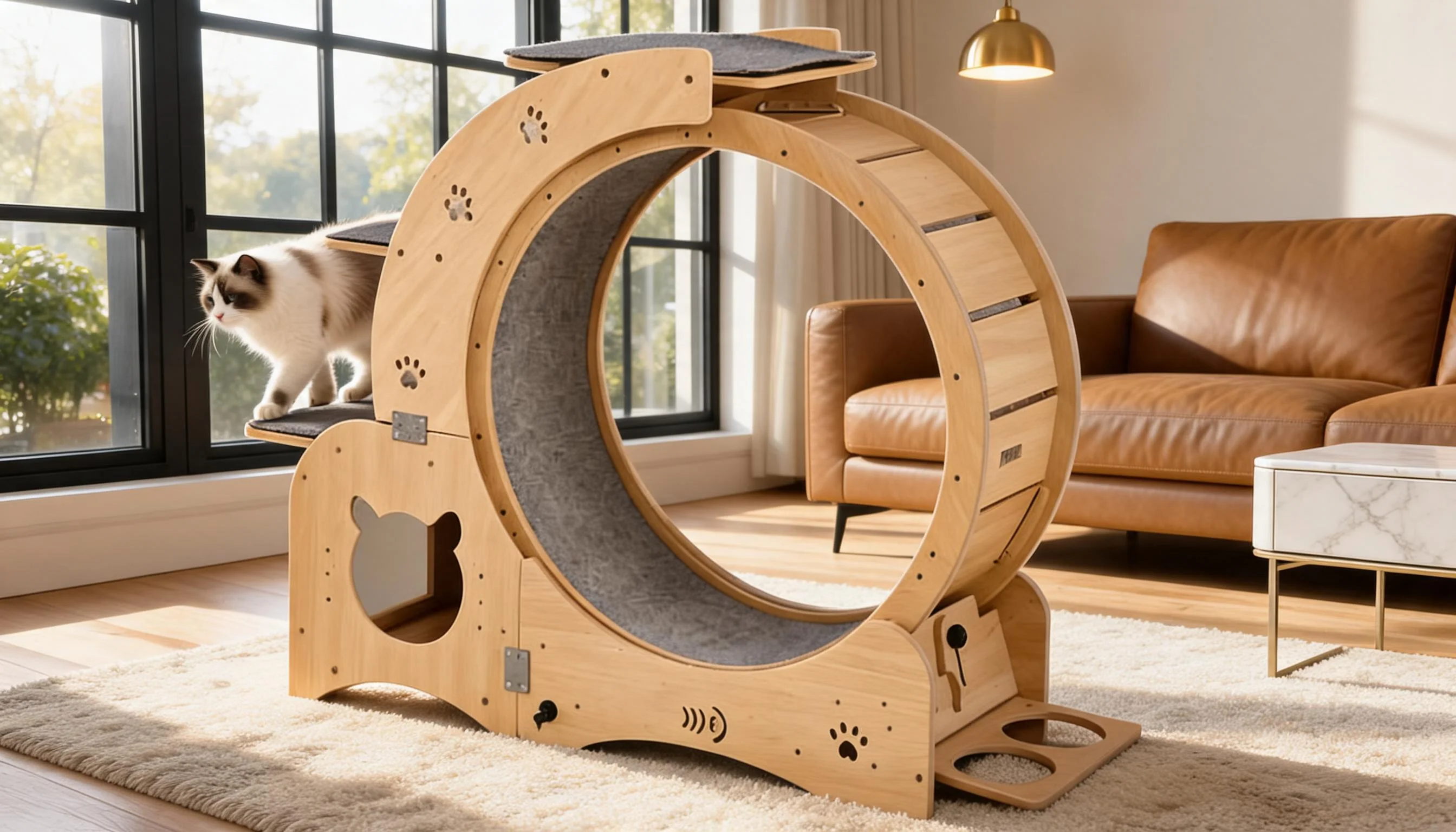 GuardLynx Solid Wood Silent Cat Treadmill · Step-Up Platform · GuardLynx
