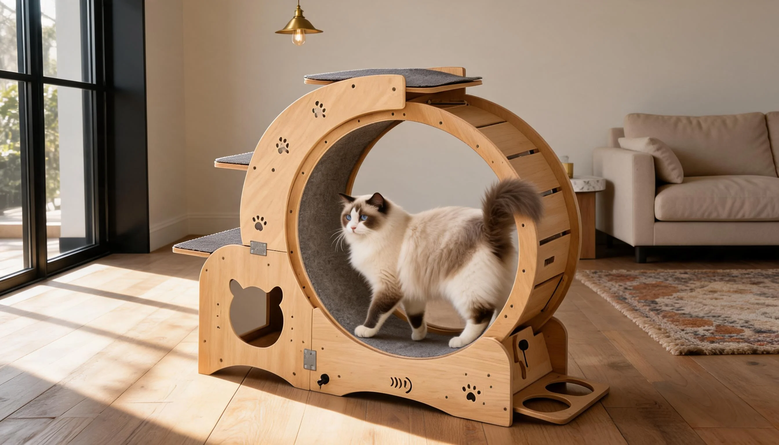 GuardLynx Solid Wood Silent Cat Treadmill · Solid Wood Craftsmanship · GuardLynx
