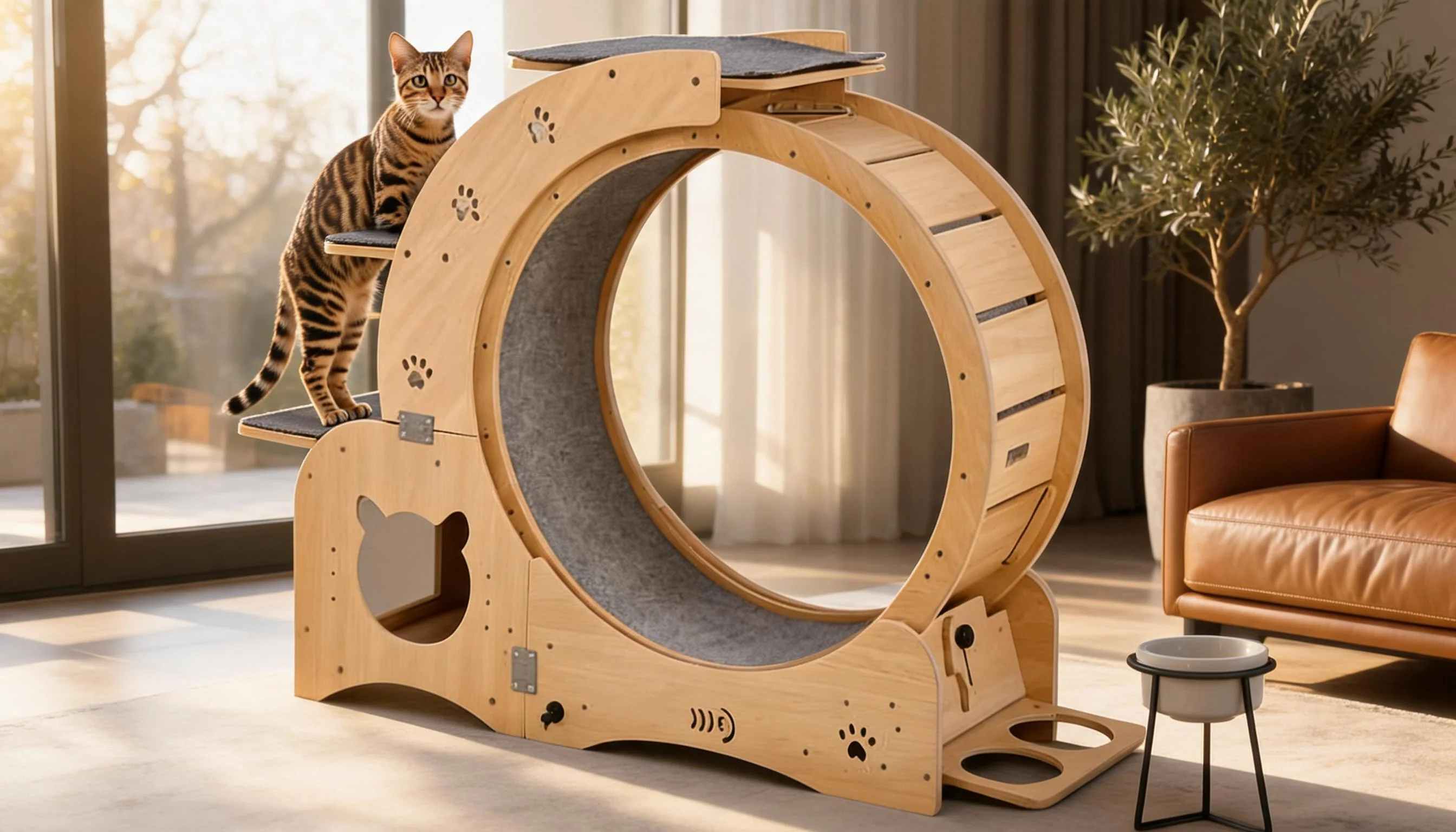 GuardLynx Solid Wood Silent Cat Treadmill · Afternoon Curiosity · GuardLynx