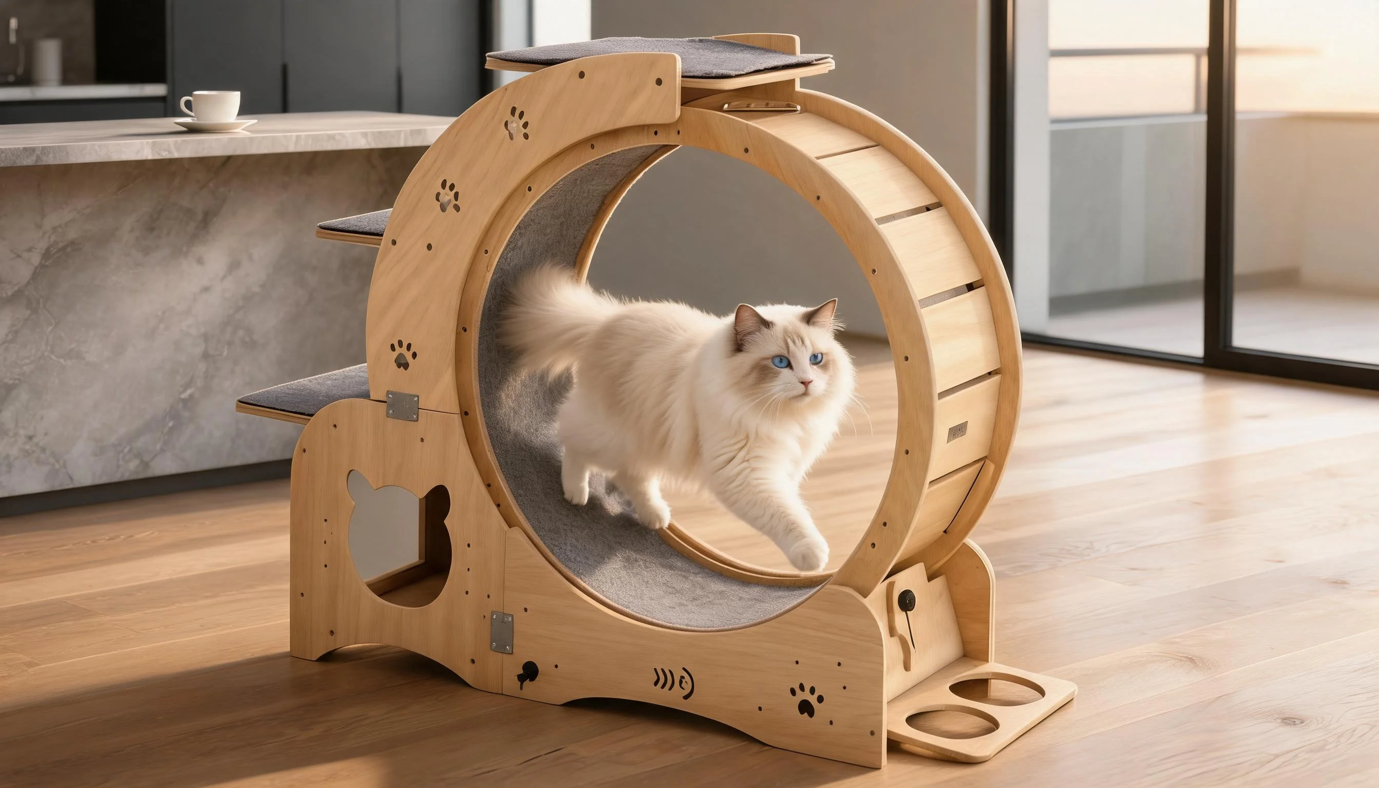 GuardLynx Solid Wood Silent Cat Treadmill · Morning Light Workout · GuardLynx