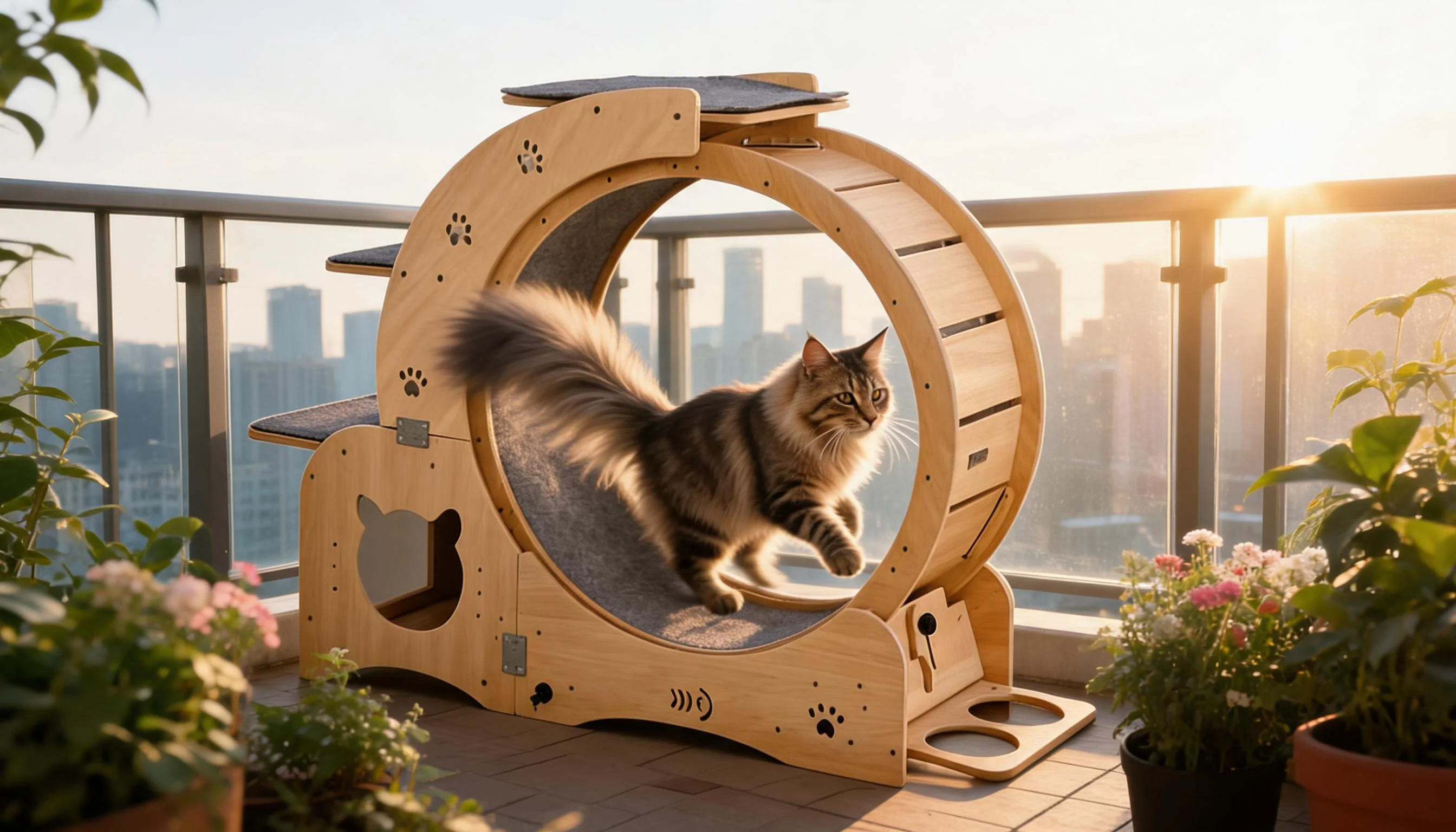 GuardLynx Solid Wood Silent Cat Treadmill · Balcony Energy · GuardLynx