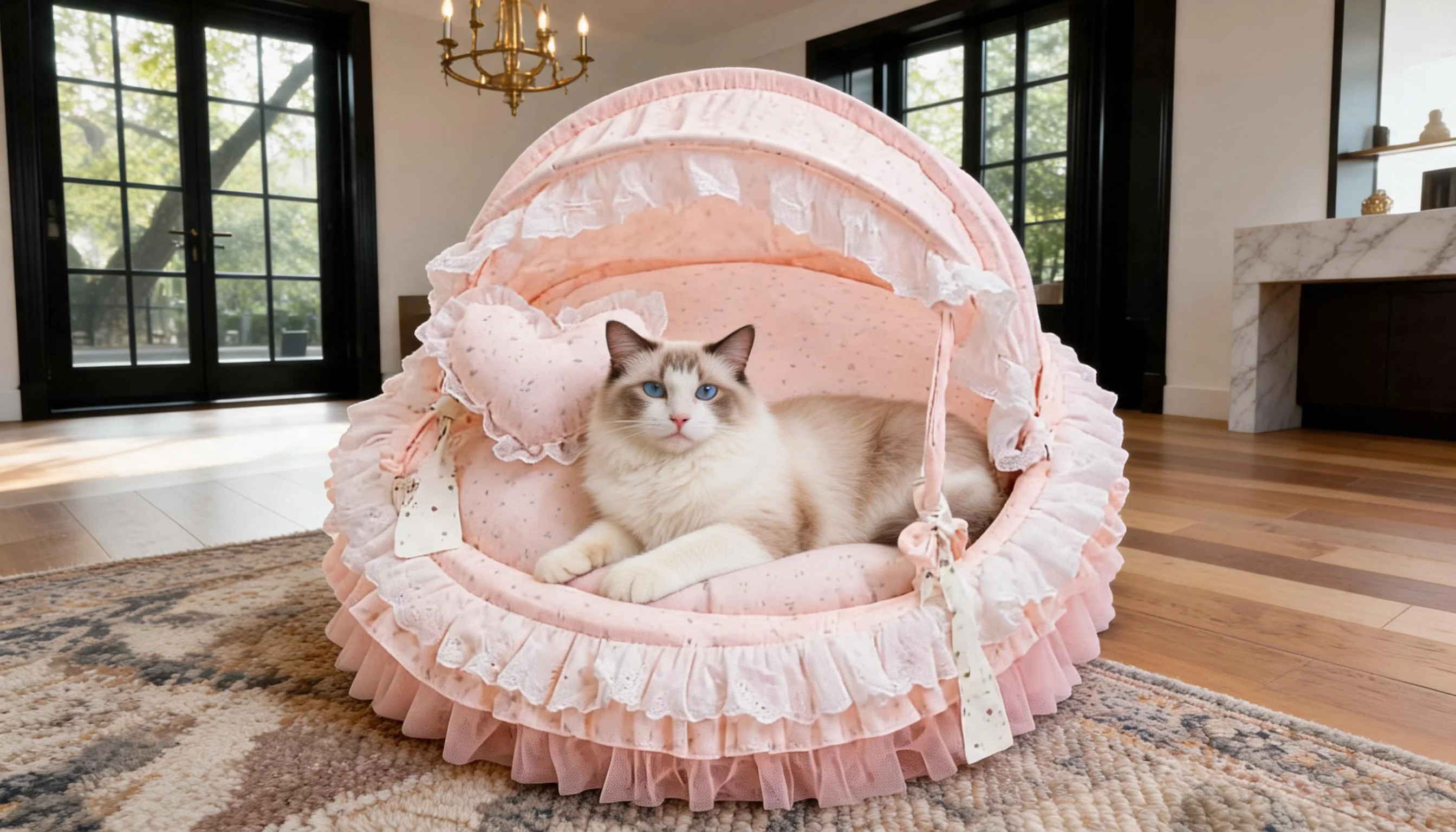 Round Lace Canopy Cat Bed · Lace Canopy · GuardLynx