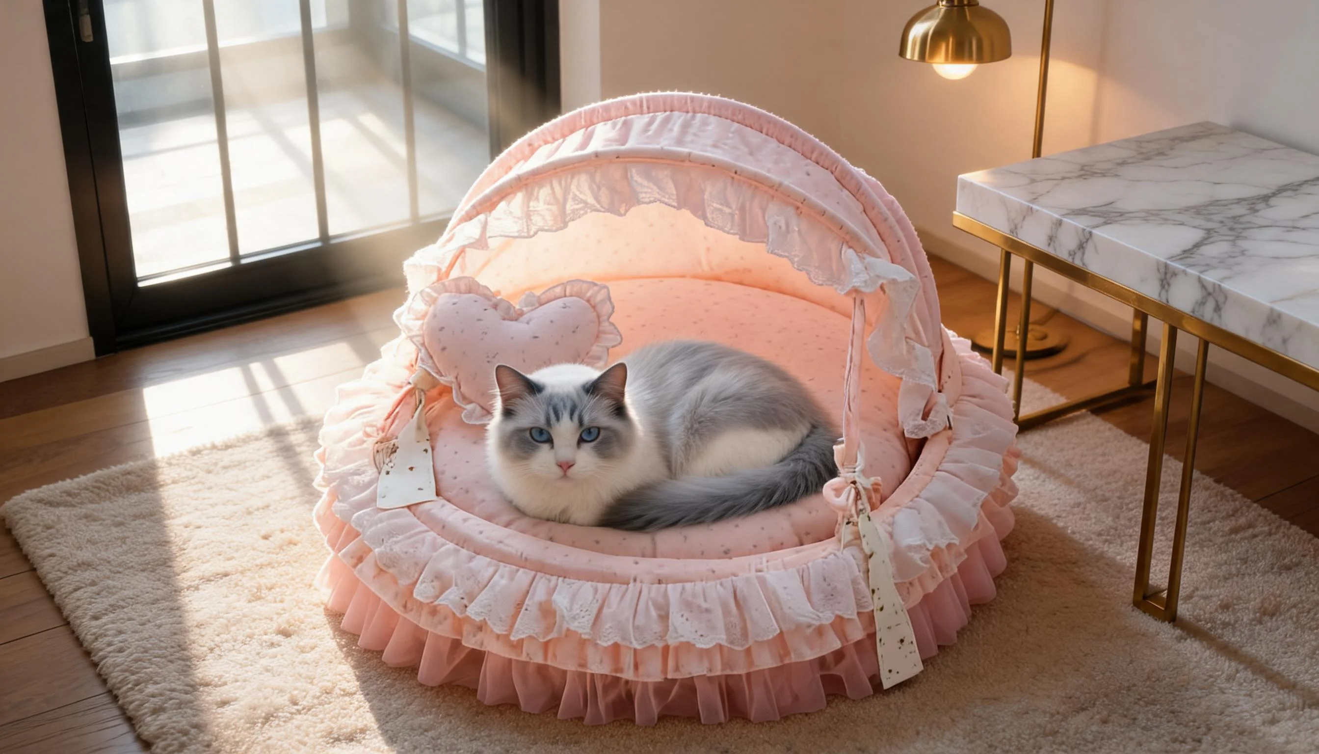 Round Lace Canopy Cat Bed · Multi-Layer Skirt · GuardLynx