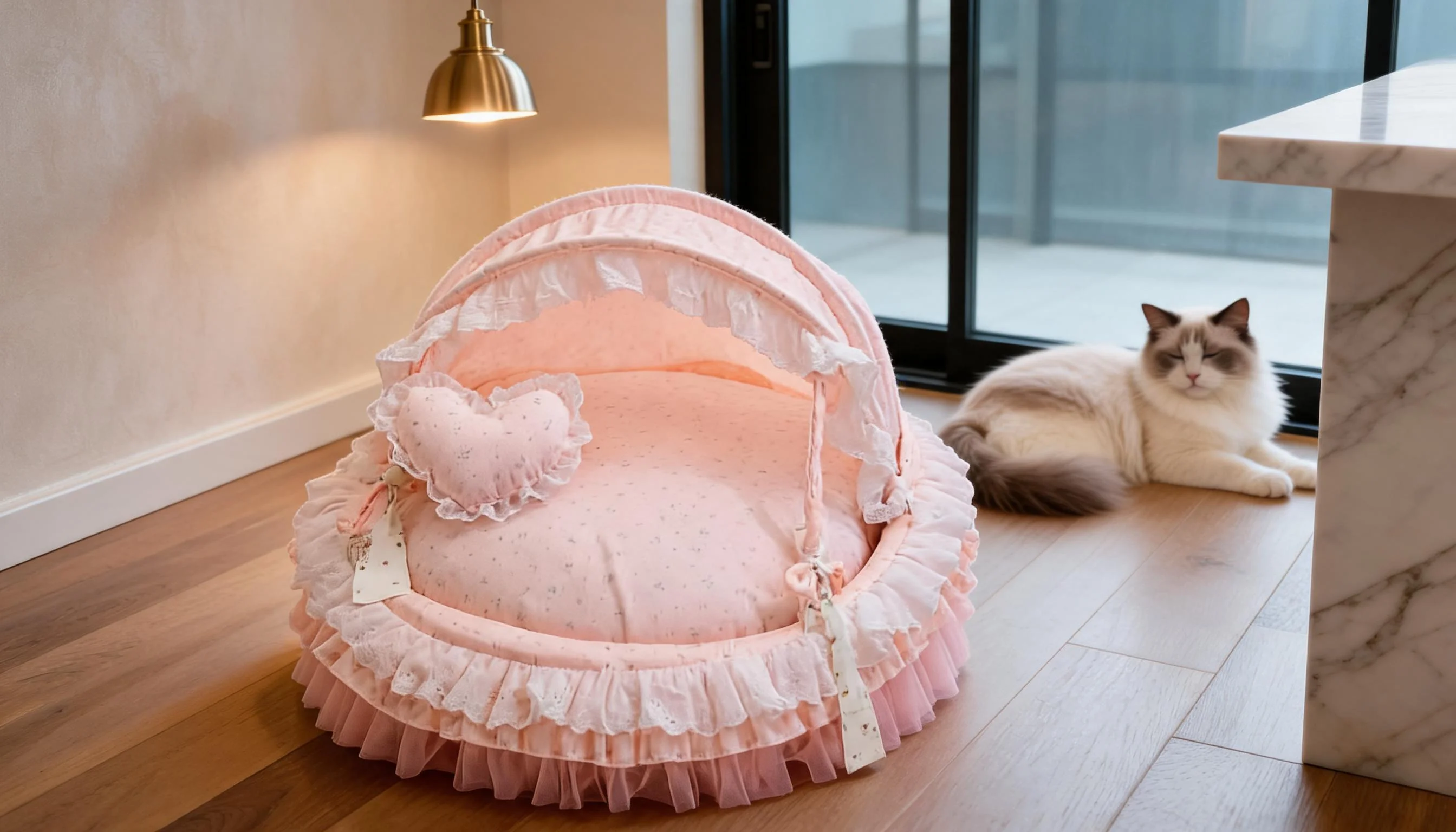Round Lace Canopy Cat Bed · Detail image 1 · GuardLynx